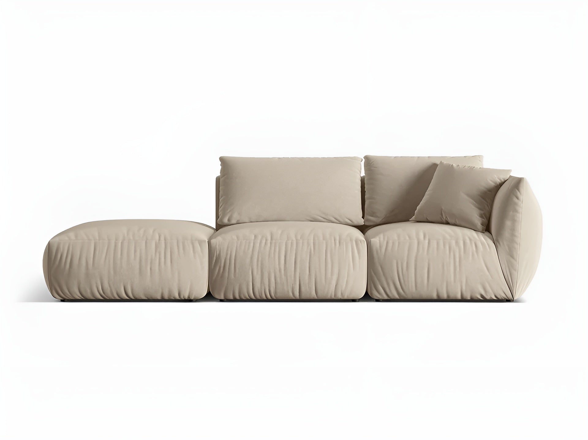 Sofa modułowa aksamitna 3-osobowa lewostronna CHRIS ecru