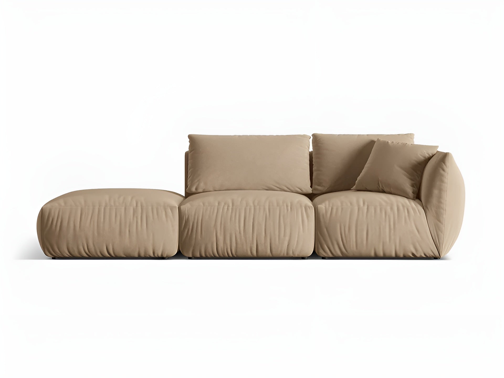 Sofa modułowa aksamitna 3-osobowa lewostronna CHRIS piaskowy