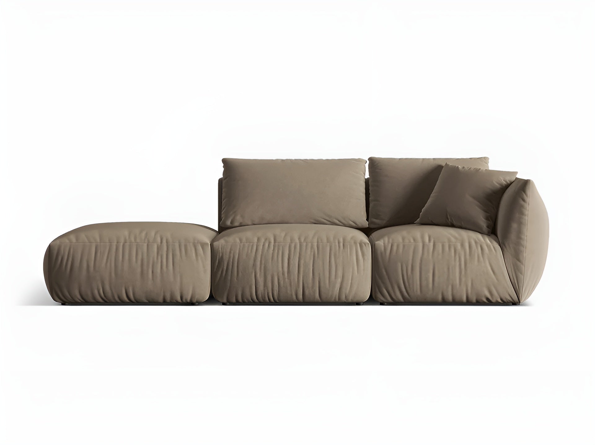 Sofa modułowa aksamitna 3-osobowa lewostronna CHRIS jasnobrązowy