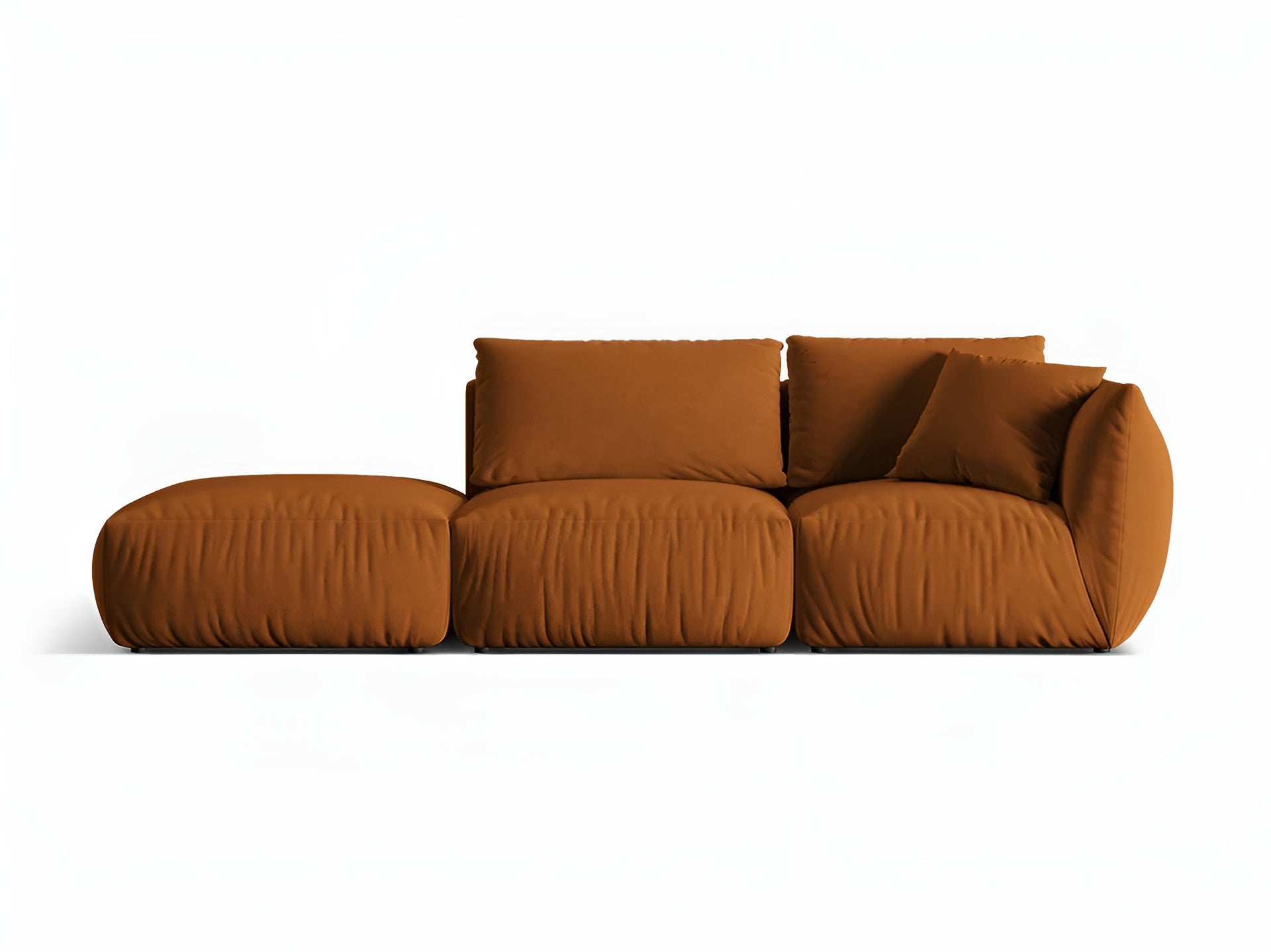 Sofa modułowa aksamitna 3-osobowa lewostronna CHRIS terracotta