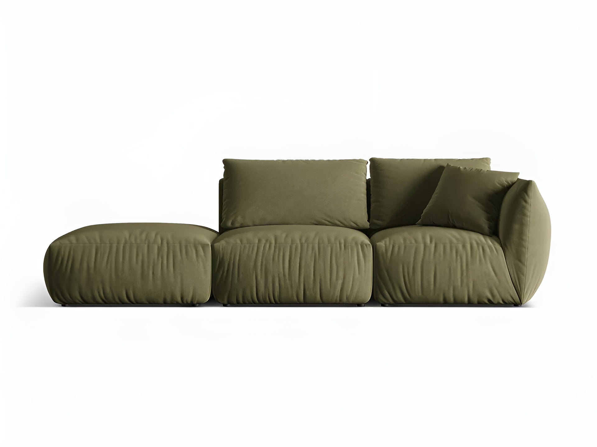 Sofa modułowa aksamitna 3-osobowa lewostronna CHRIS jasnozielony