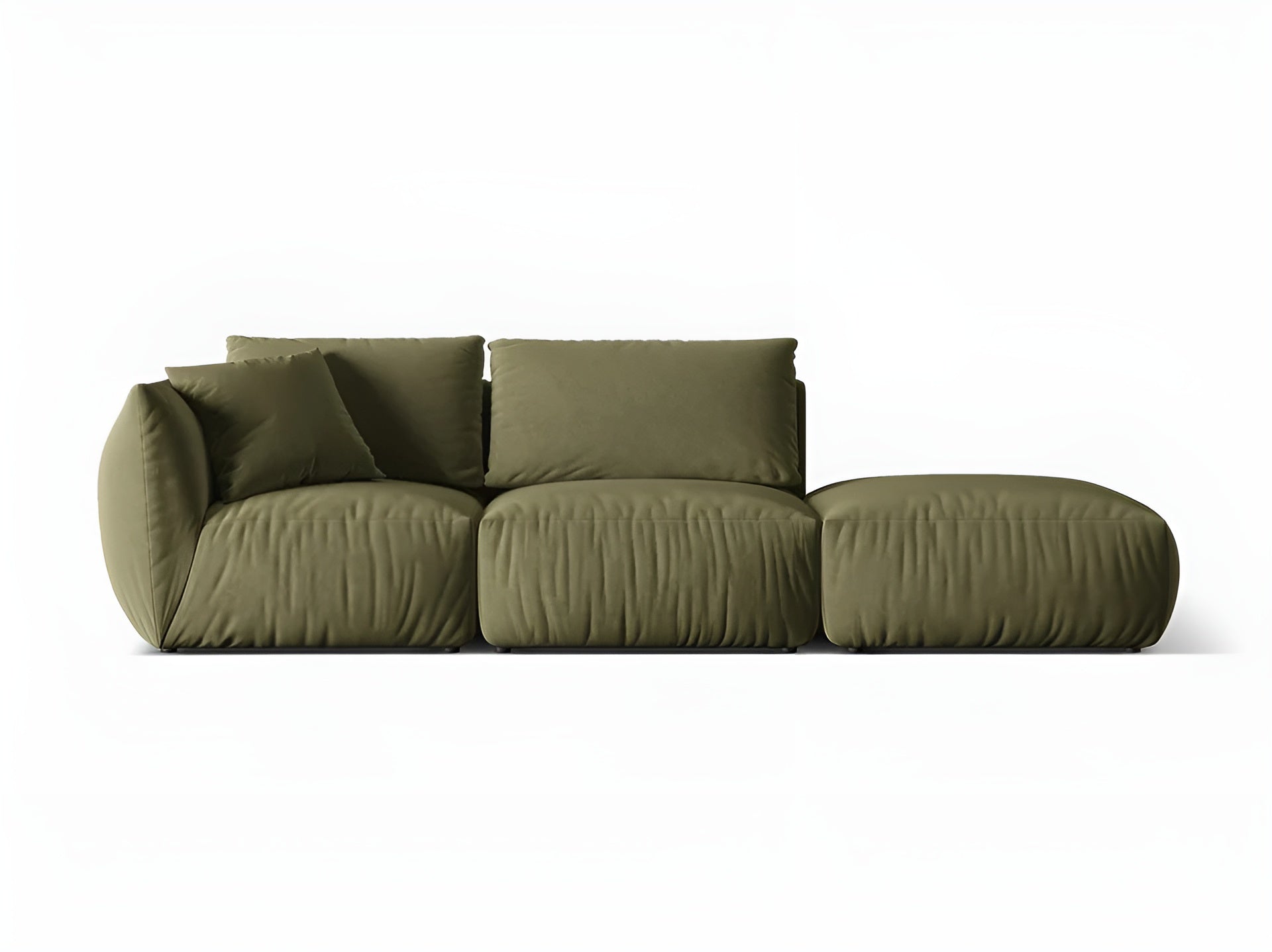 Sofa modułowa aksamitna 3-osobowa prawostronna CHRIS jasnozielony