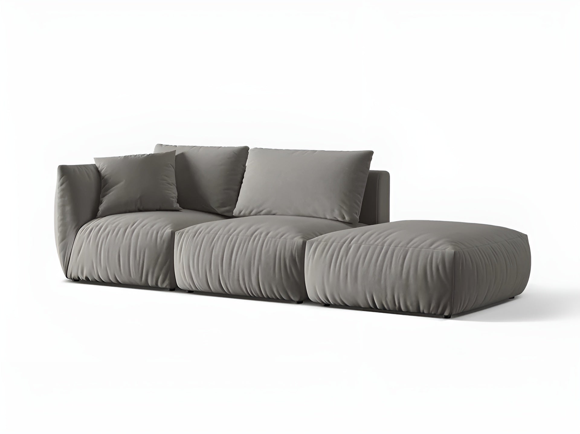 Sofa modułowa aksamitna 3-osobowa prawostronna CHRIS szary