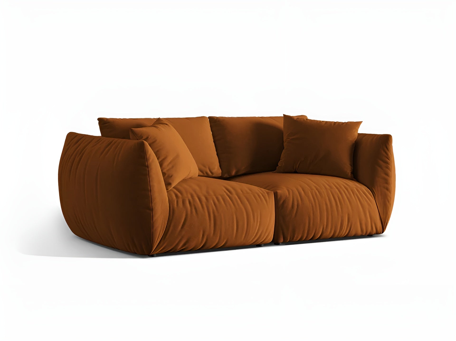 CHRIS terracotta 3-seater velvet sofa