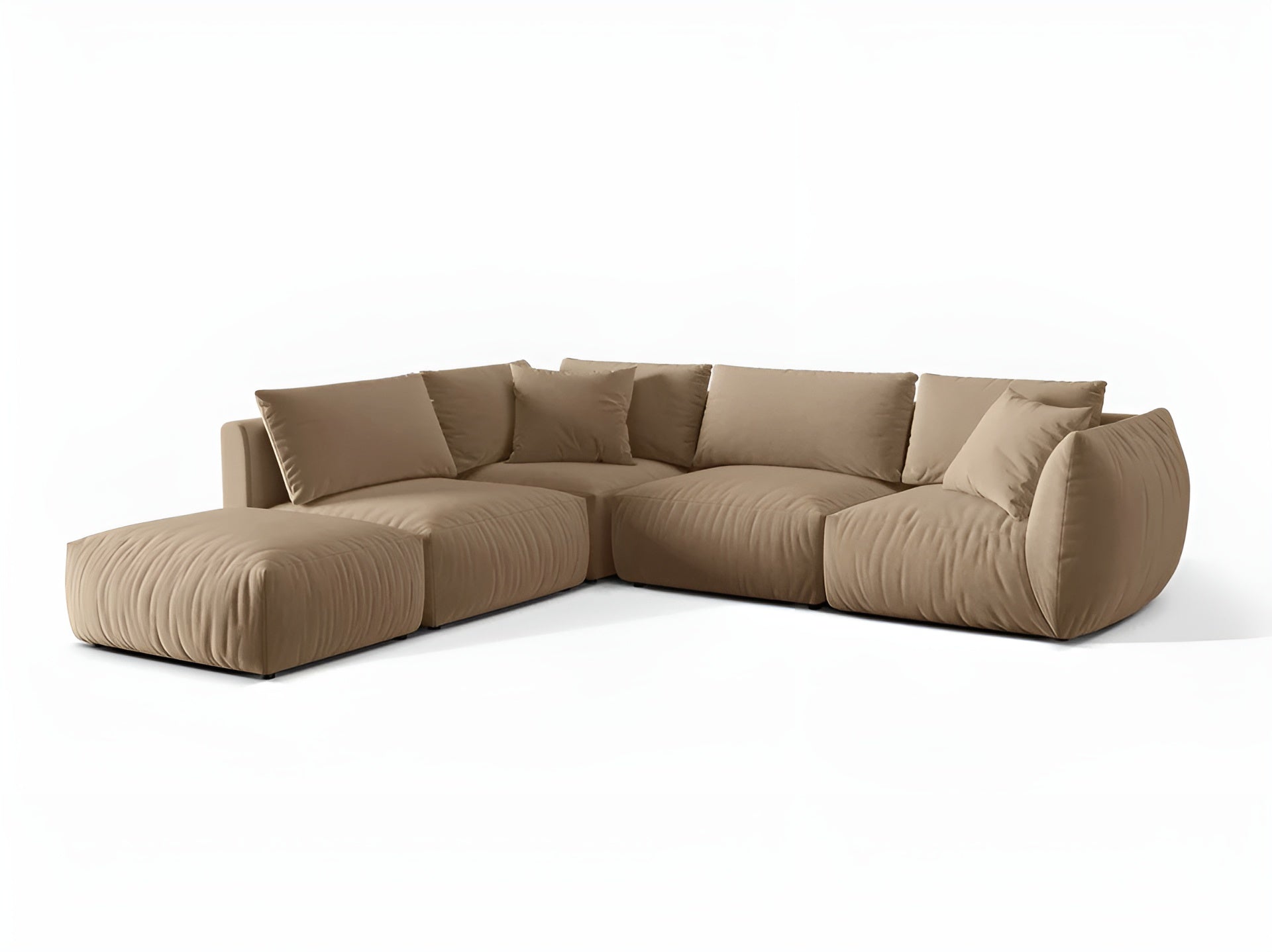 Modulares Samtsofa für 4 Personen, linksseitig, CHRIS, sandfarben
