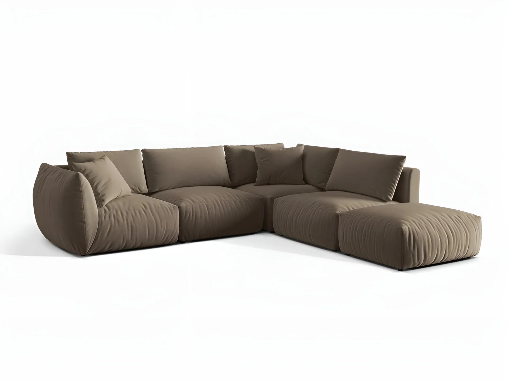 Modulares Samtsofa für 4 Personen, rechtsseitig CHRIS in hellbraun