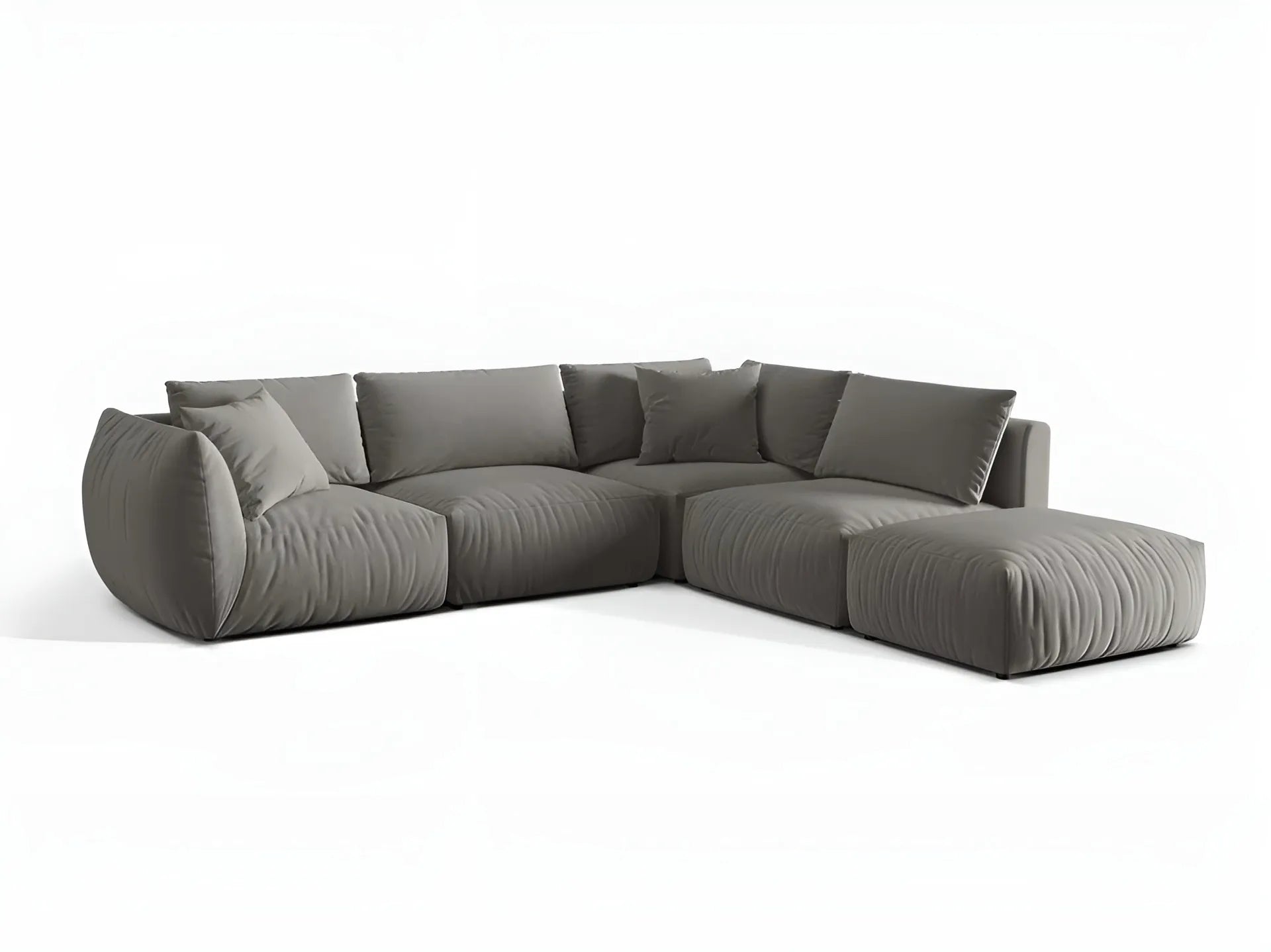 Gray right-facing velvet modular corner sofa for 4 people CHRIS