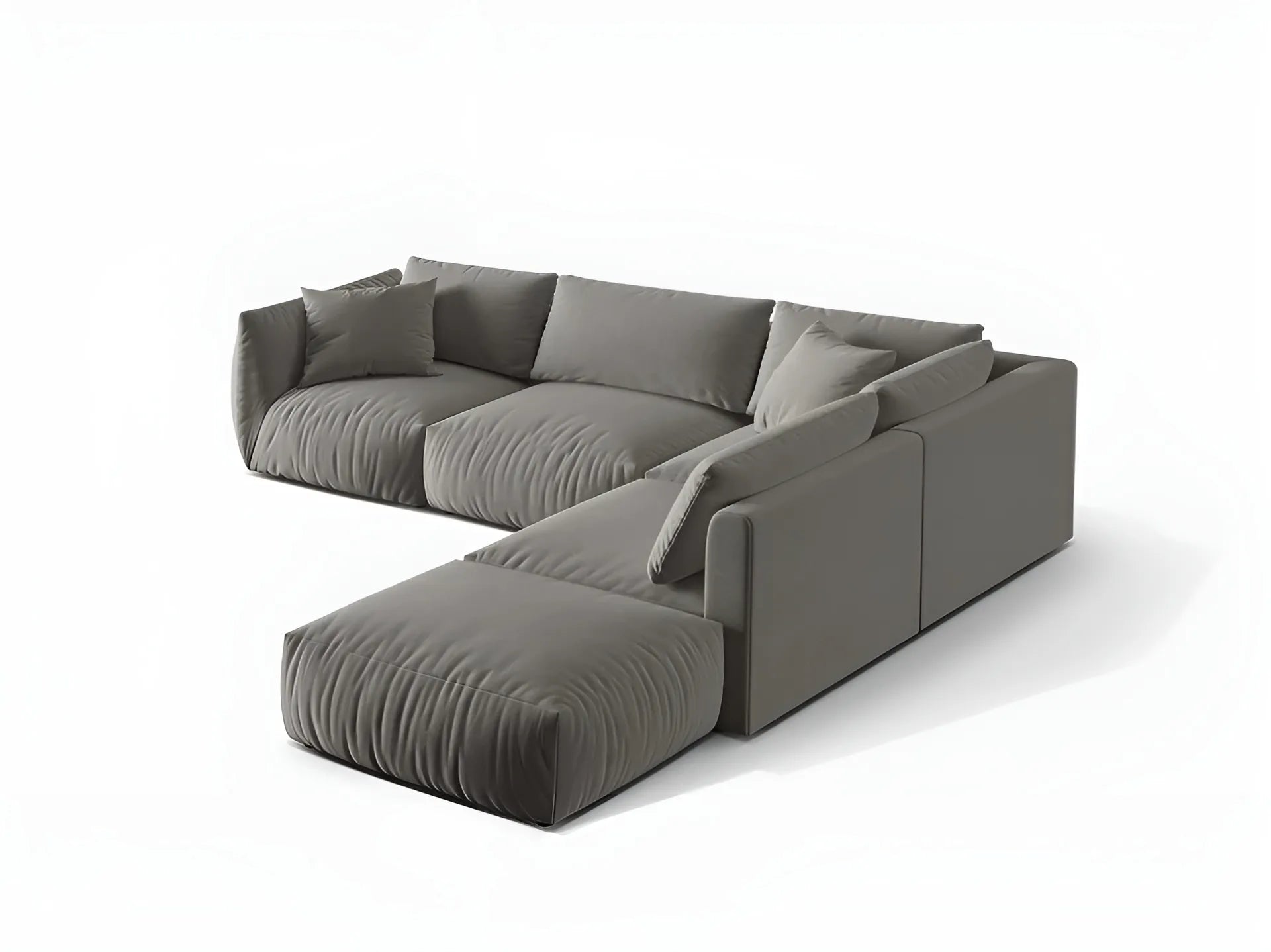 Gray right-facing velvet modular corner sofa for 4 people CHRIS