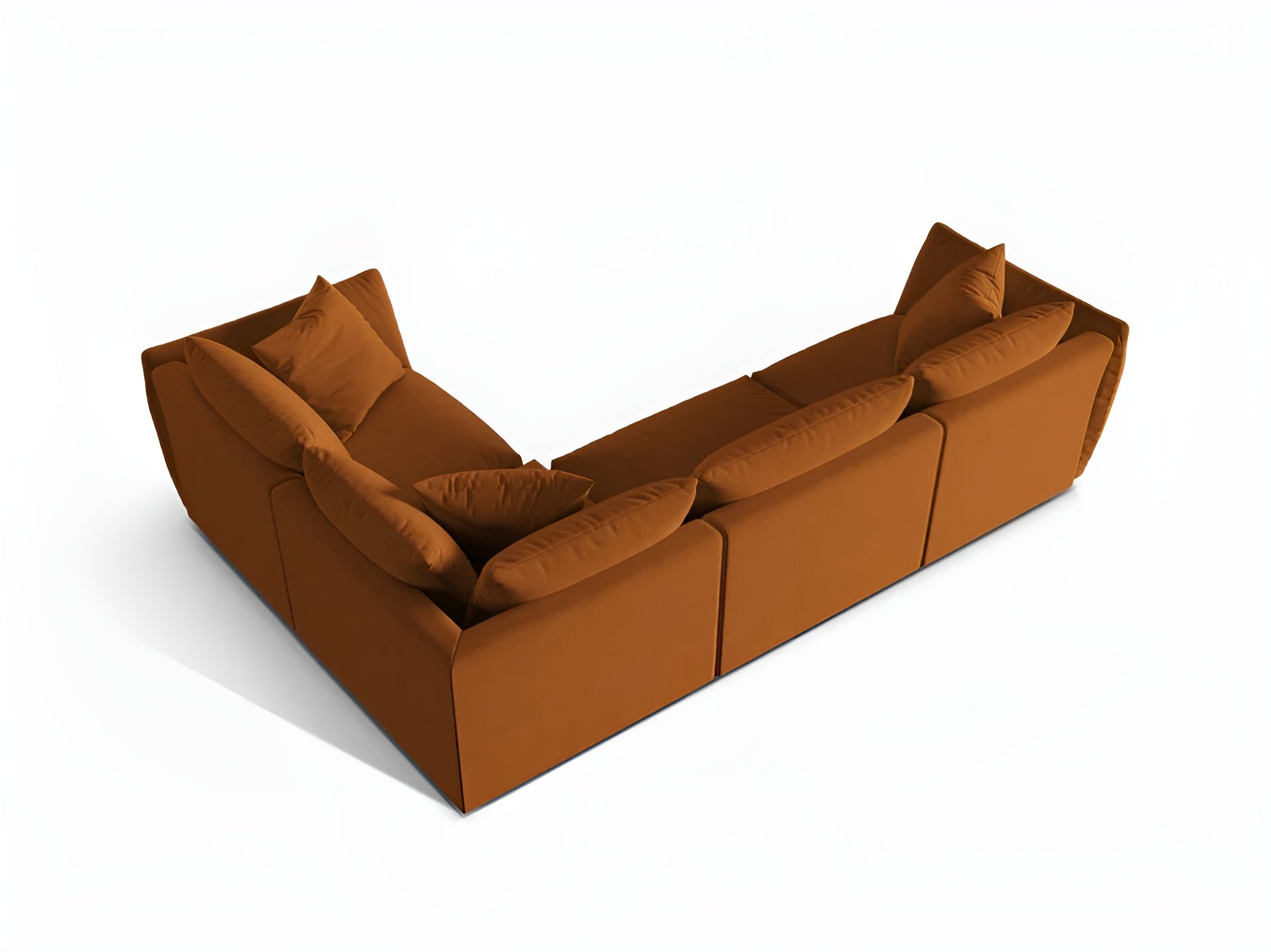 Narożnik aksamitny 4-osobowy prawostronny CHRIS terracotta