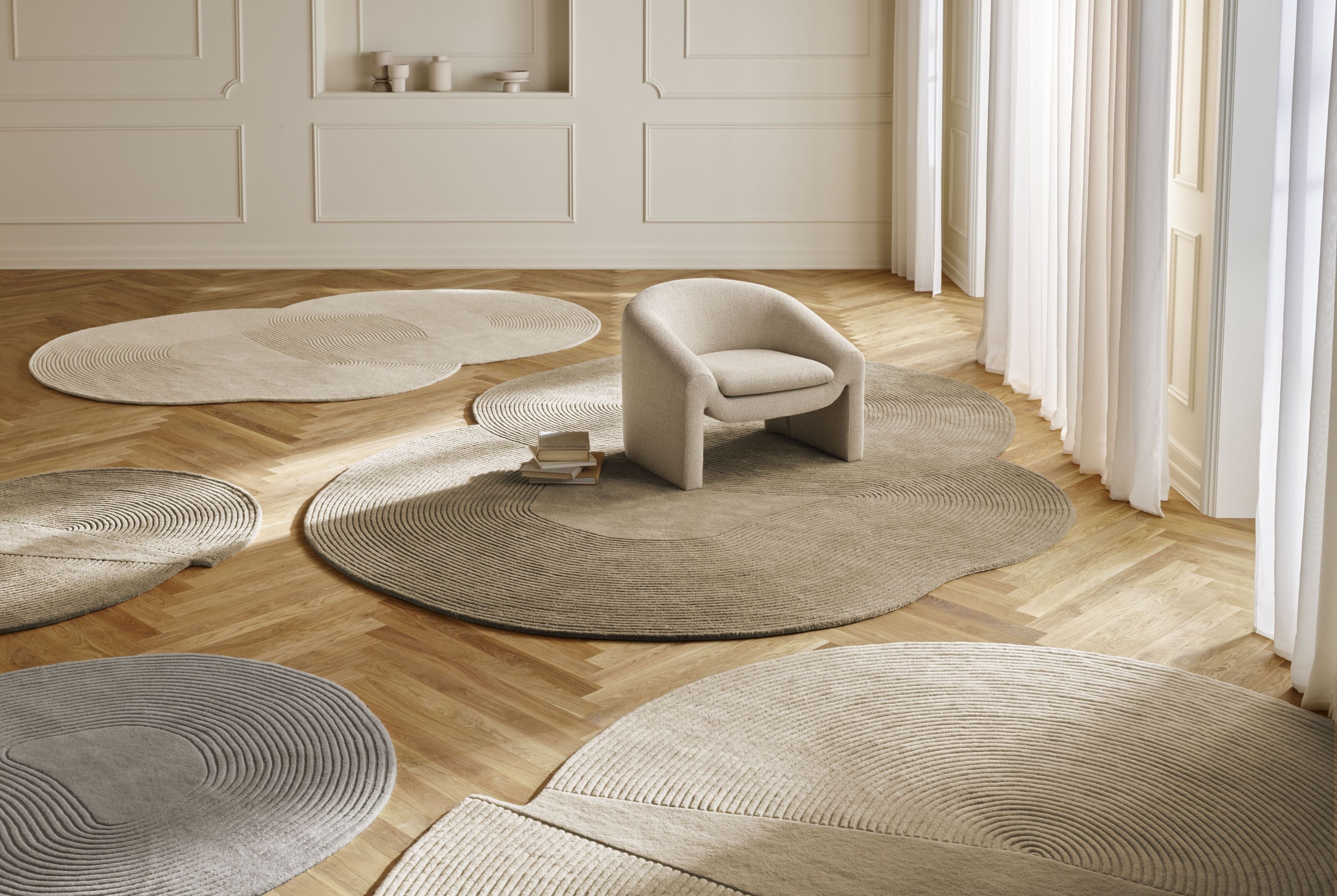Zen -geformter beige Teppich