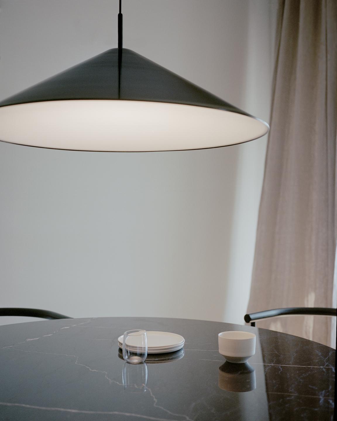 Black brolly hanging lamp