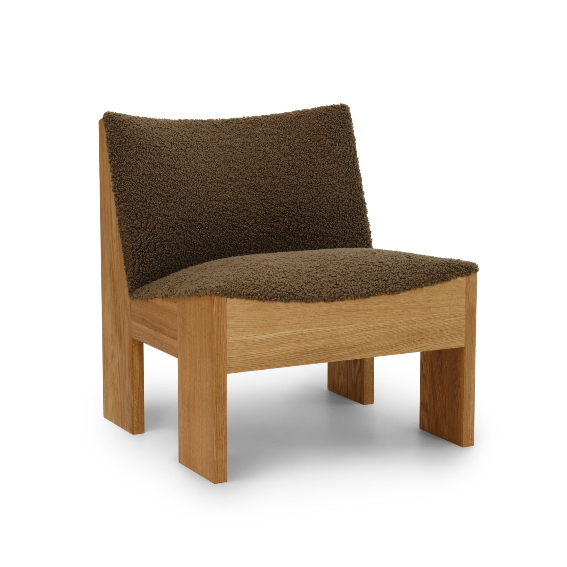 Tenon Zinc Drake armchair Mocha coffee with an oak base