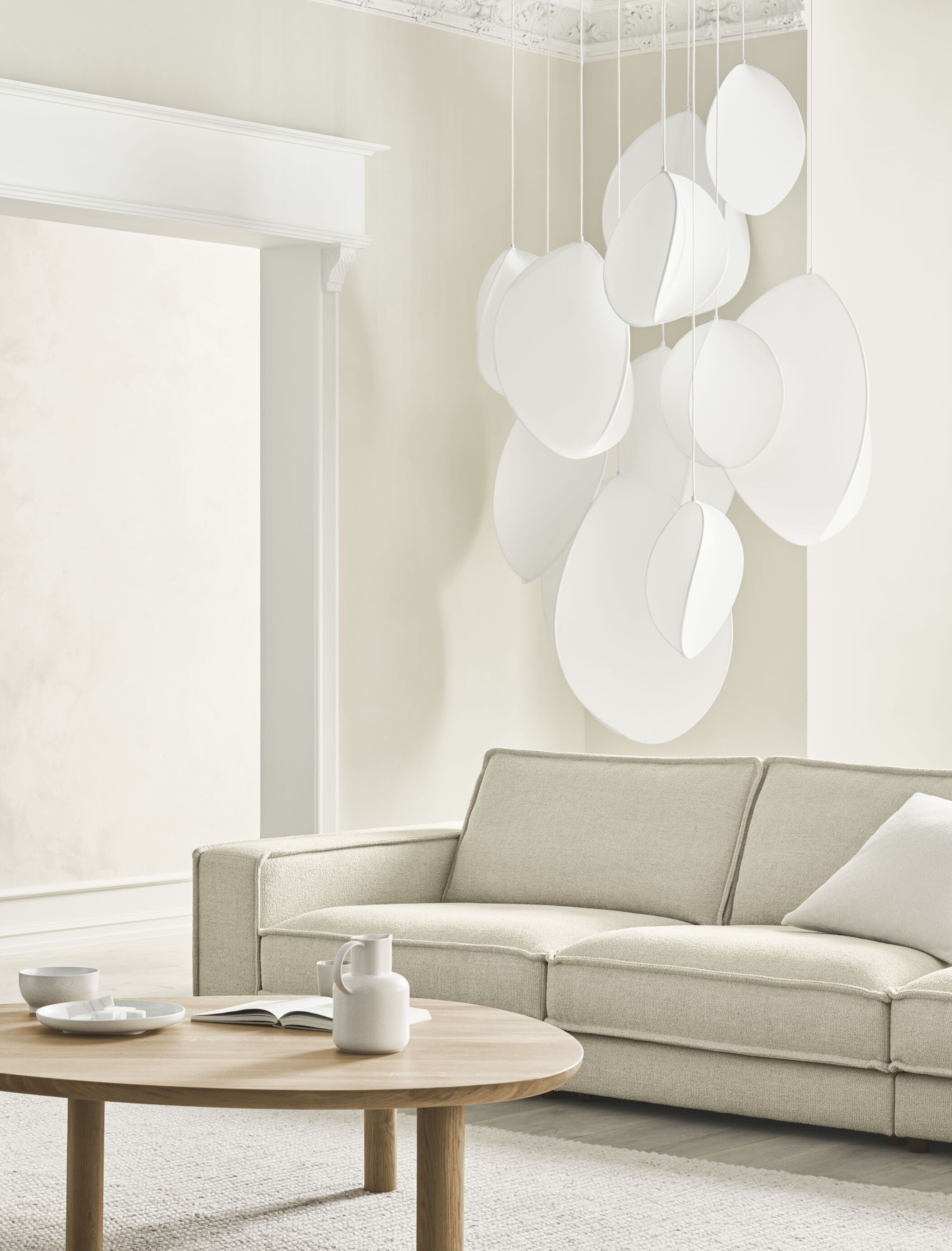 Sofa modułowa NOORA - moduł narożny z dębową podstawą
