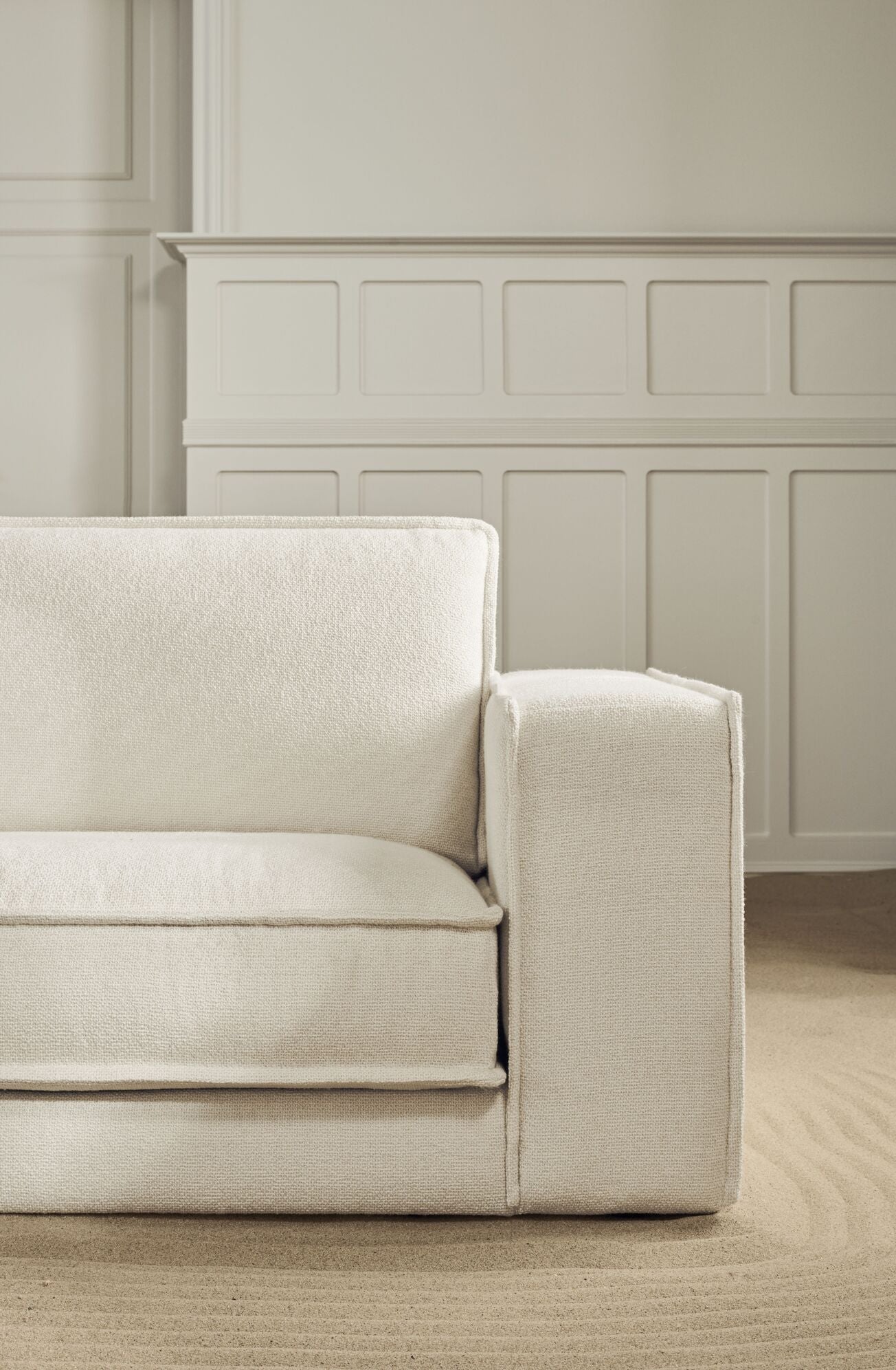Sofa modułowa NOORA - moduł prawostronny z dębową podstawą