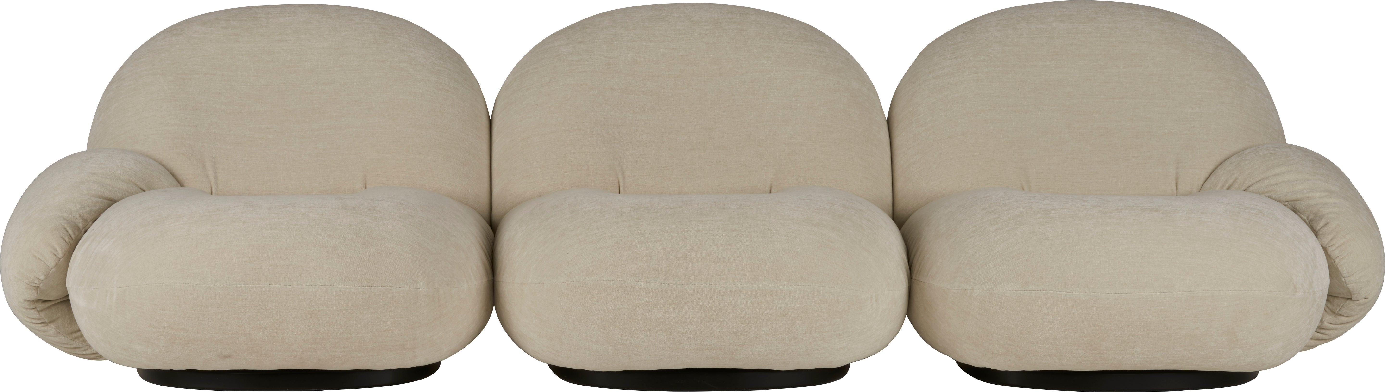 Sofa 3-osobowa PACHA tapicerowana z czarną podstawą