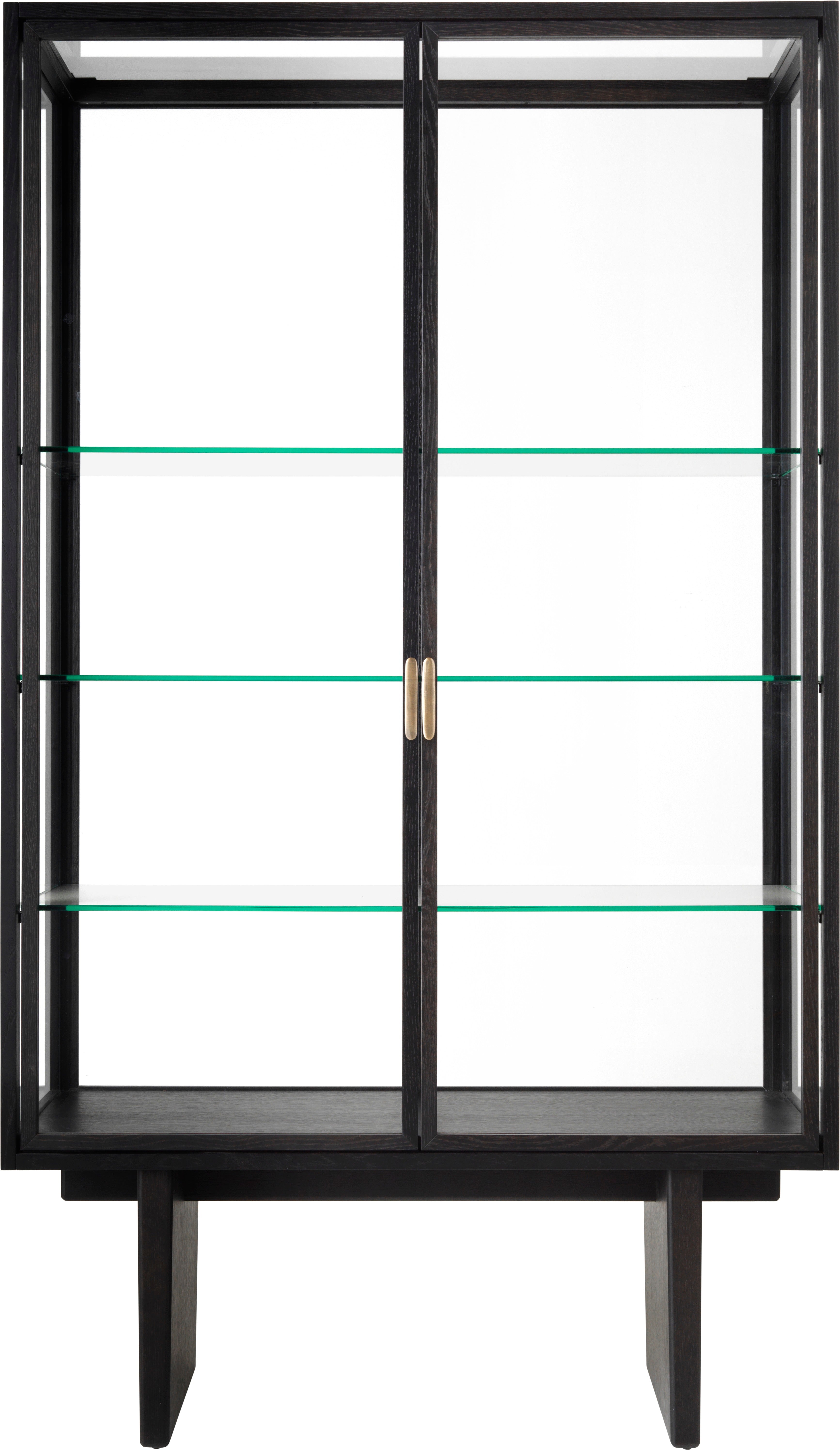 Glass display cabinet PRIVATE black oak veneer
