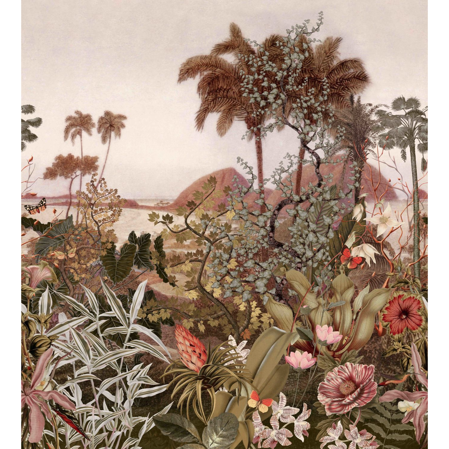 KISAMA Beige Mural with Green