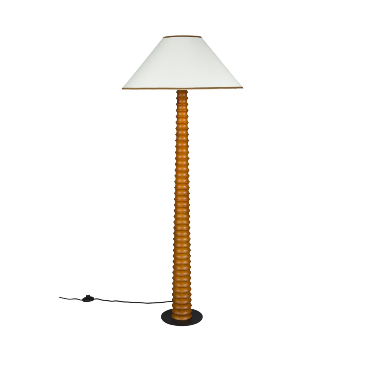 Lampa podłogowa HORACE drewno dębowe z bawełnianym kloszem