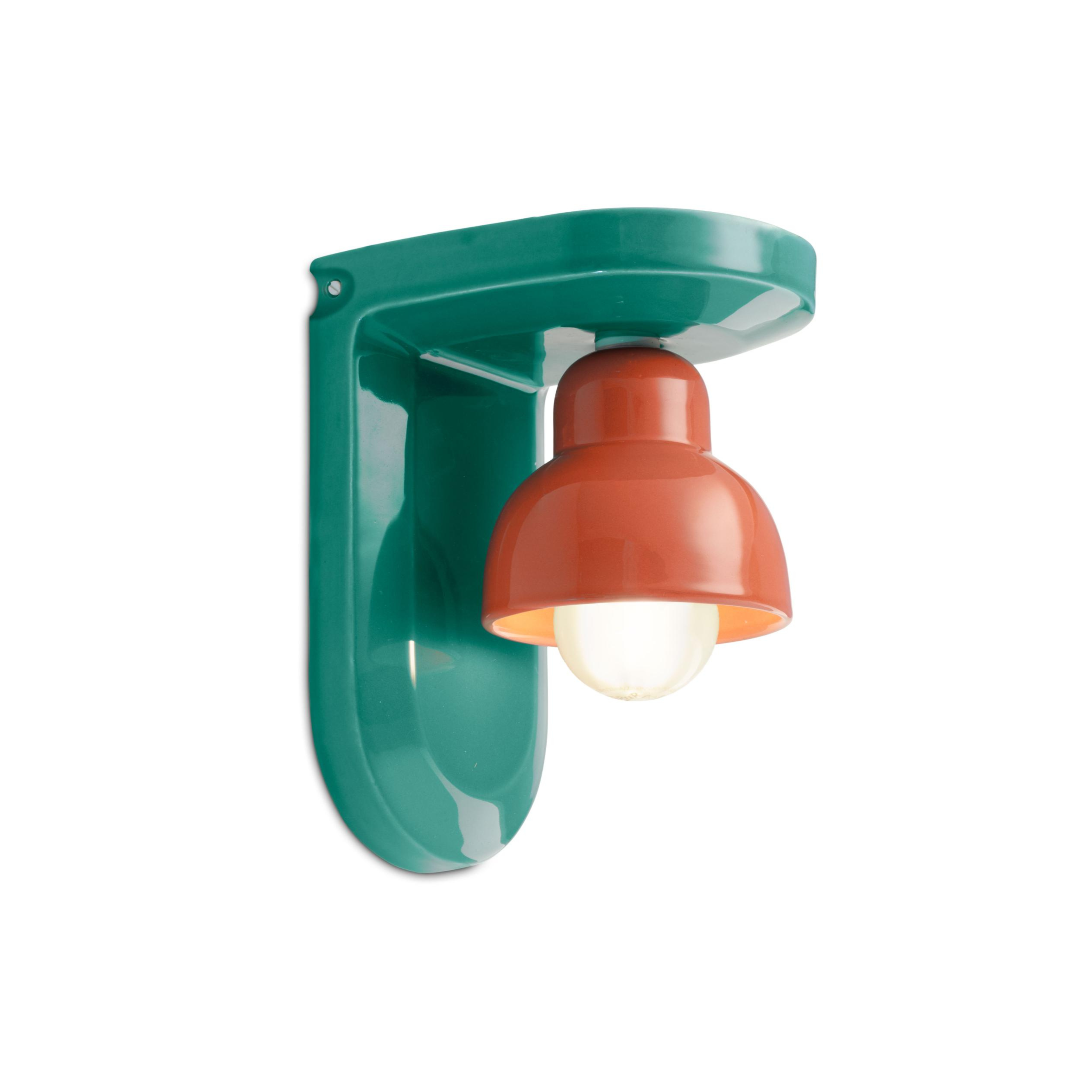 Turquoise ceramic wall lamp BERIMBAU with orange