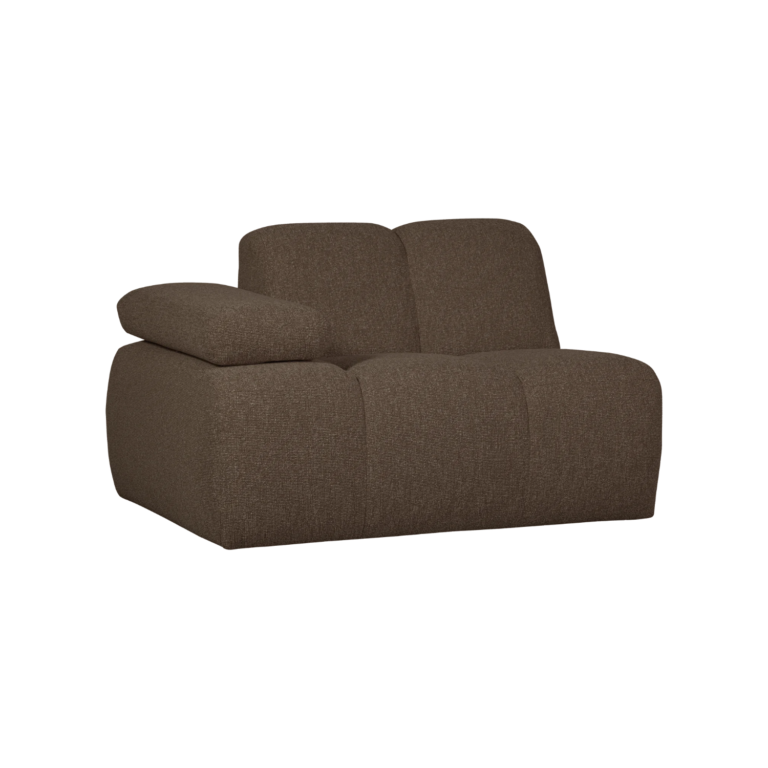 Modulares Sofa MOJO - linkes Element in dunkelbraunem Bouclé