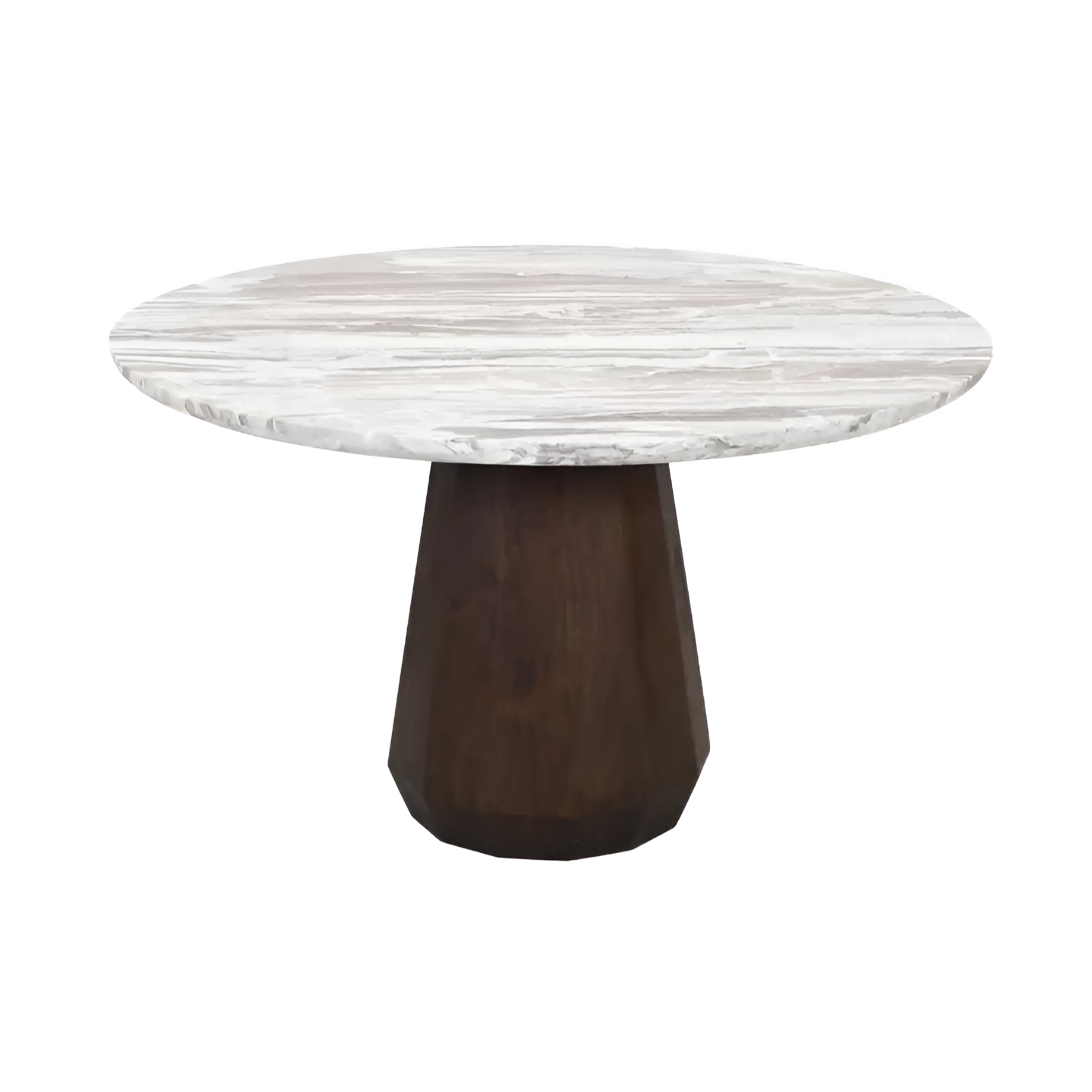 Runder Tisch OBEROY Marmor mit braunem Mangoholz