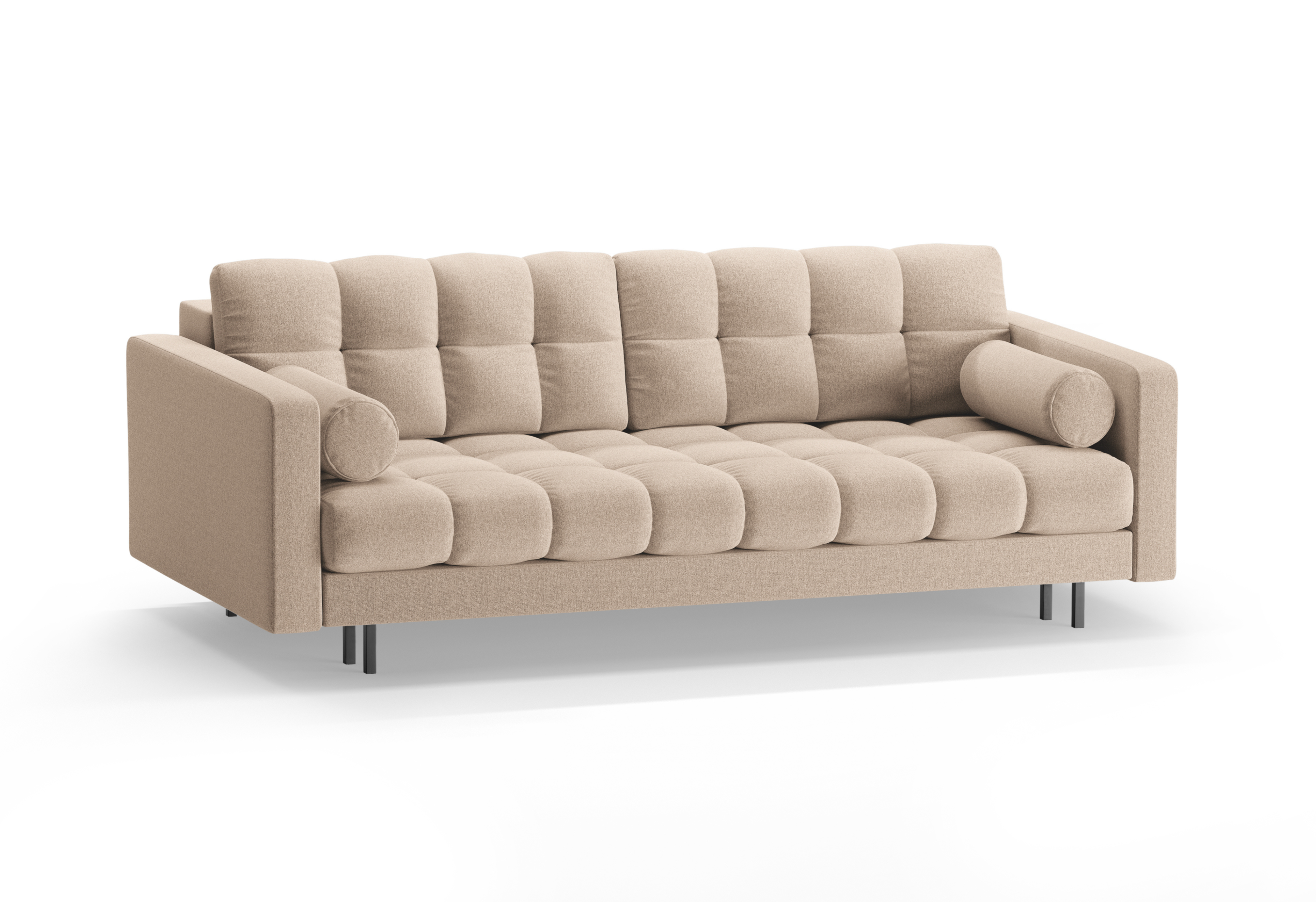 3-seater sofa with sleeping function BALI beige with black base