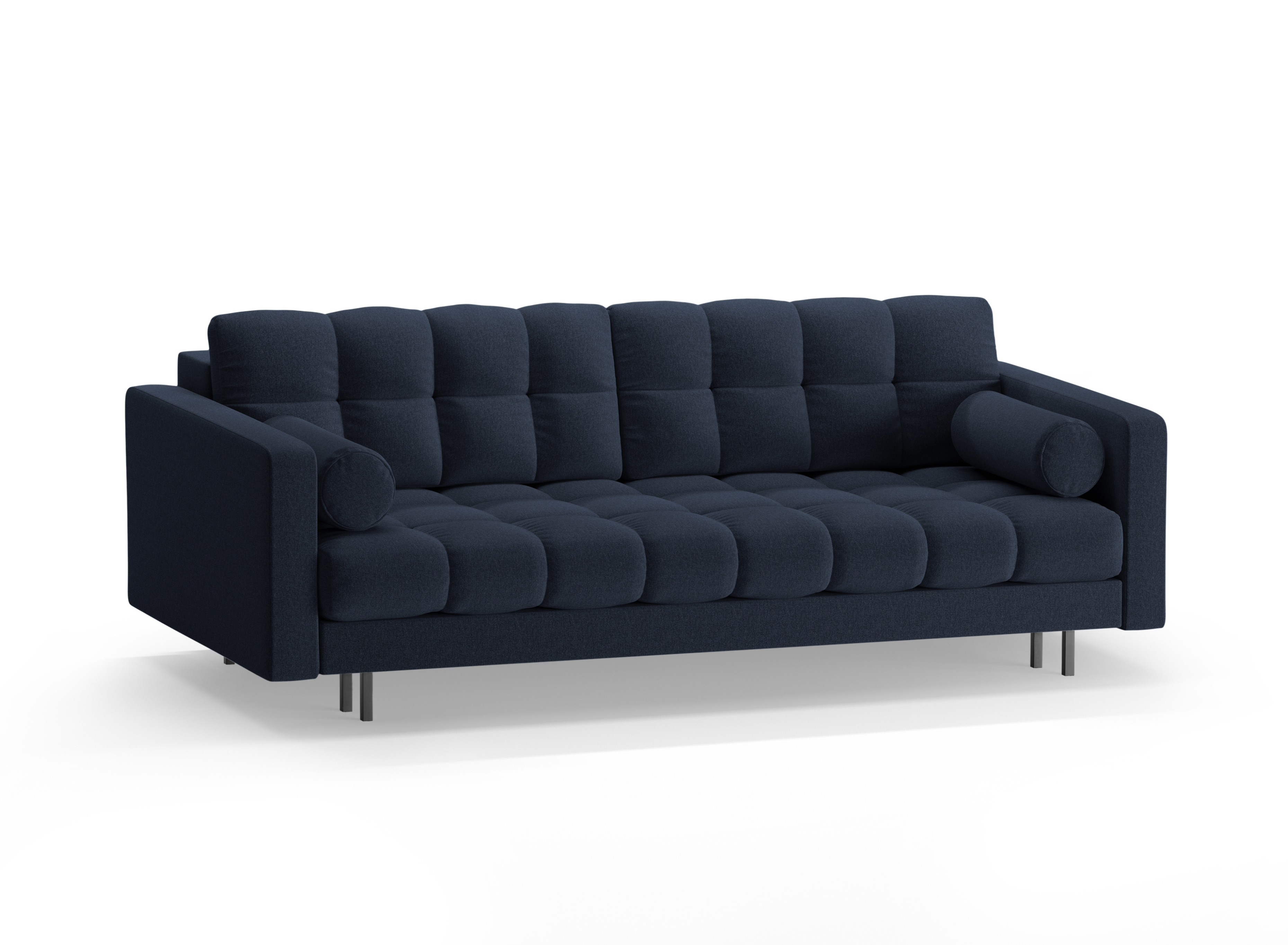 Sofa 3-osobowa z funkcją spania BALI ciemnoniebieski z czarną podstawą