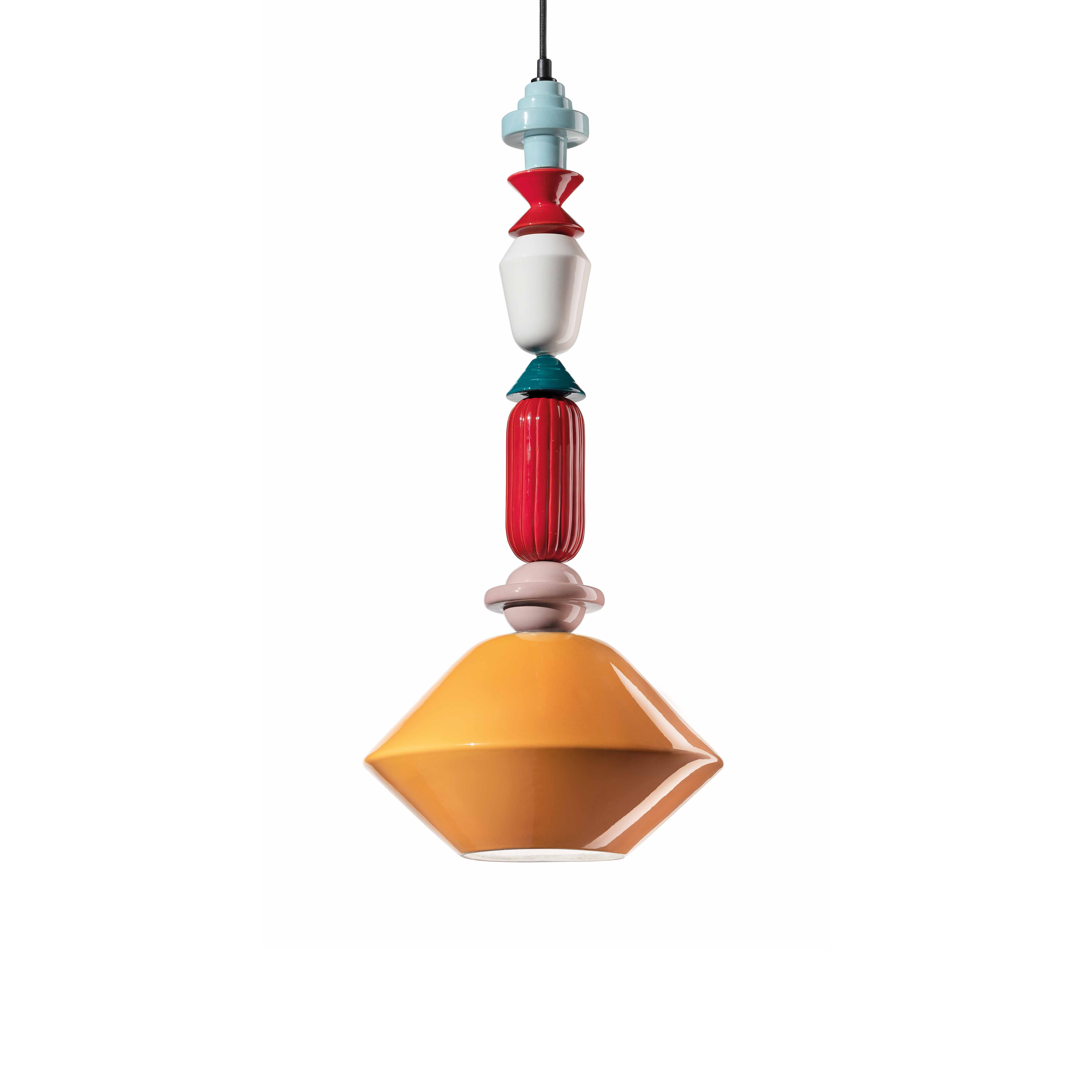 LARIAT yellow ceramic pendant lamp