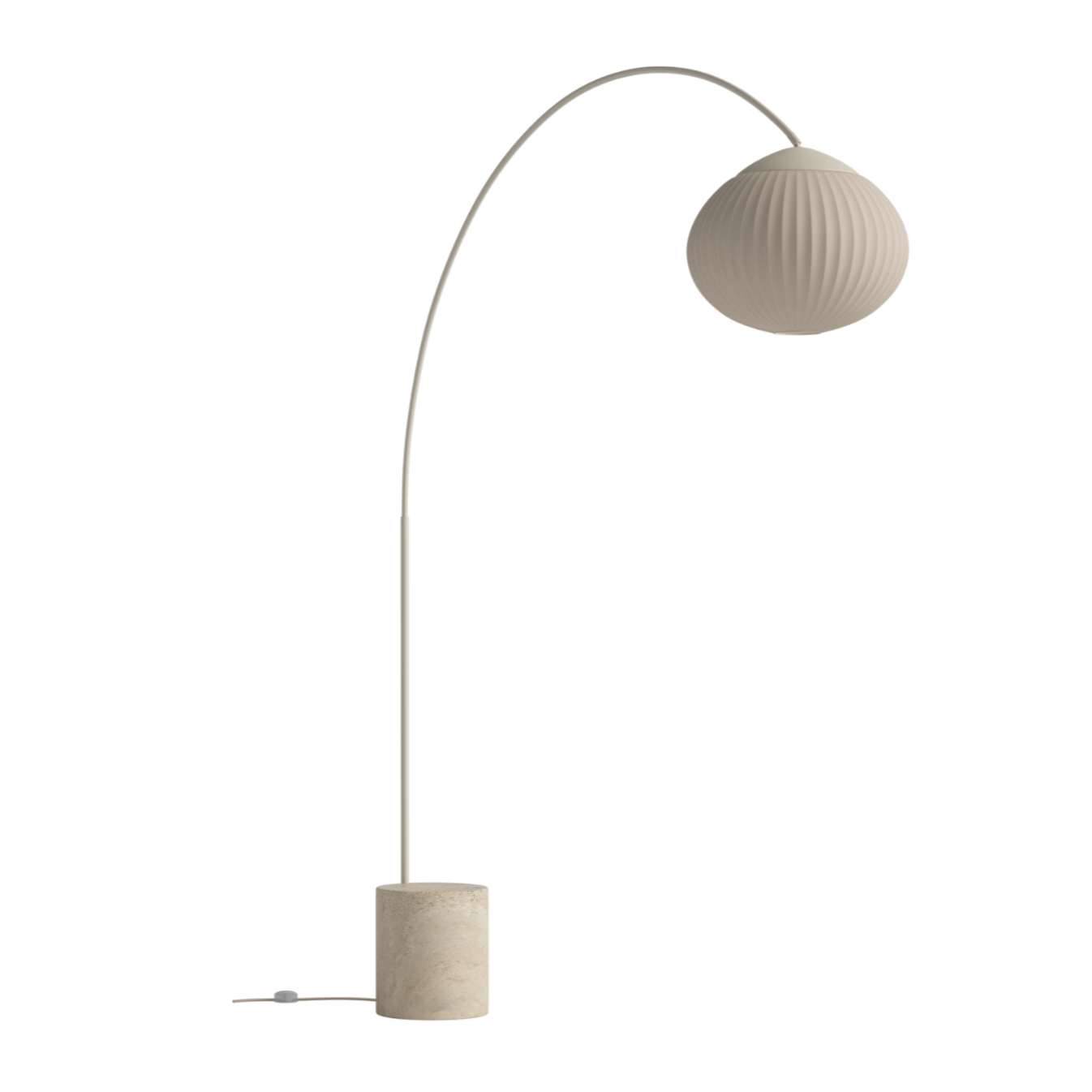 Arc floor lamp ACORN beige with travertine base