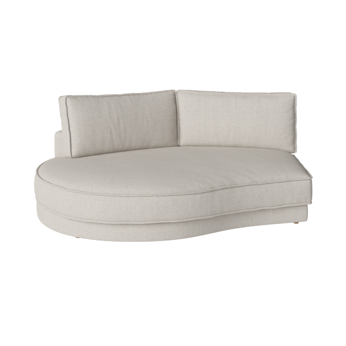 Sofa modułowa NOORA - zaokrąglony moduł lewostronny z bieloną podstawą