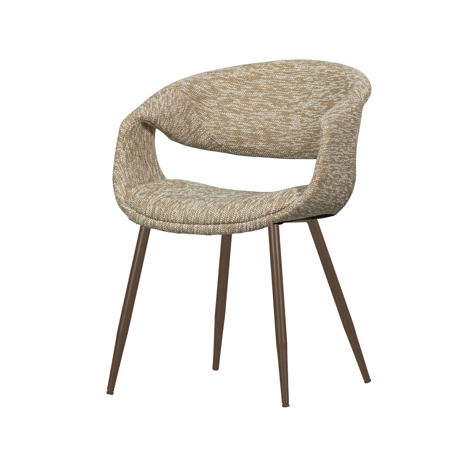 Sessel mit Armlehnen YOSSI beige mit braunem Metallgestell