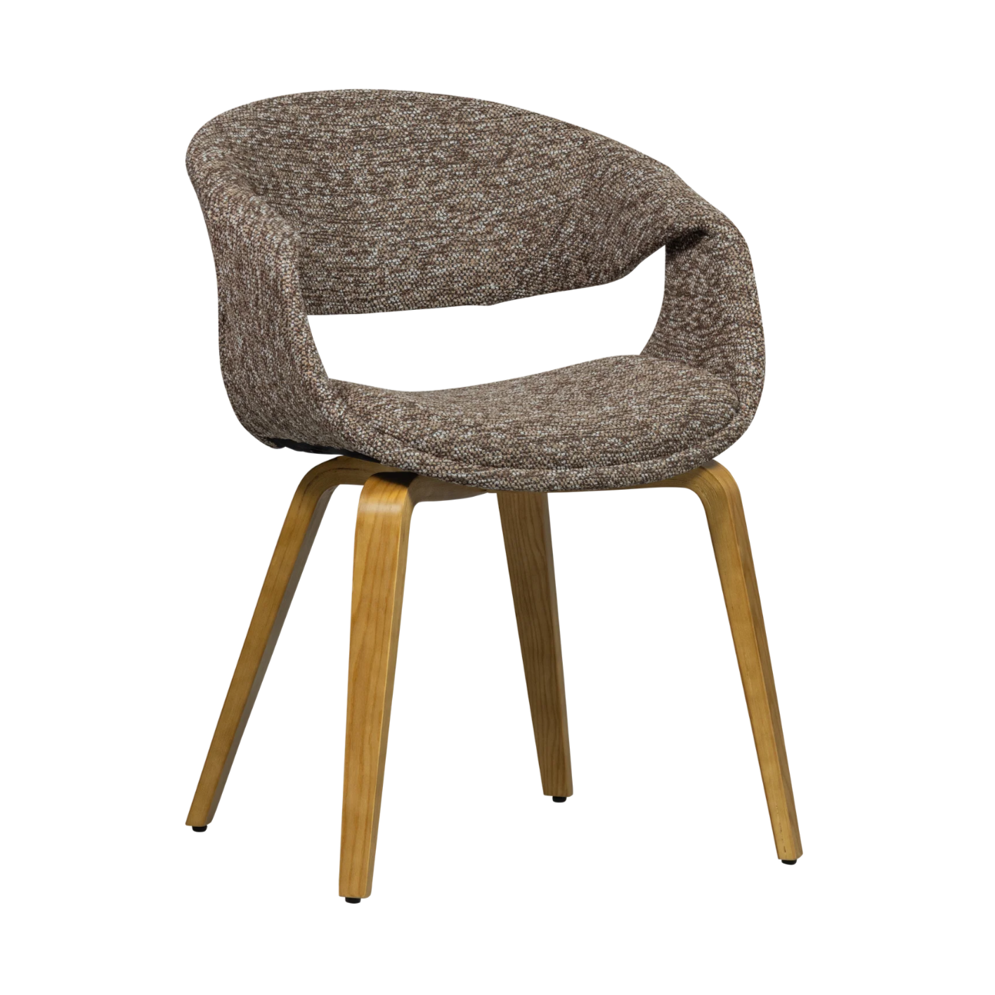 YOSSI Armchair in Brown with Light Brown Wooden Base