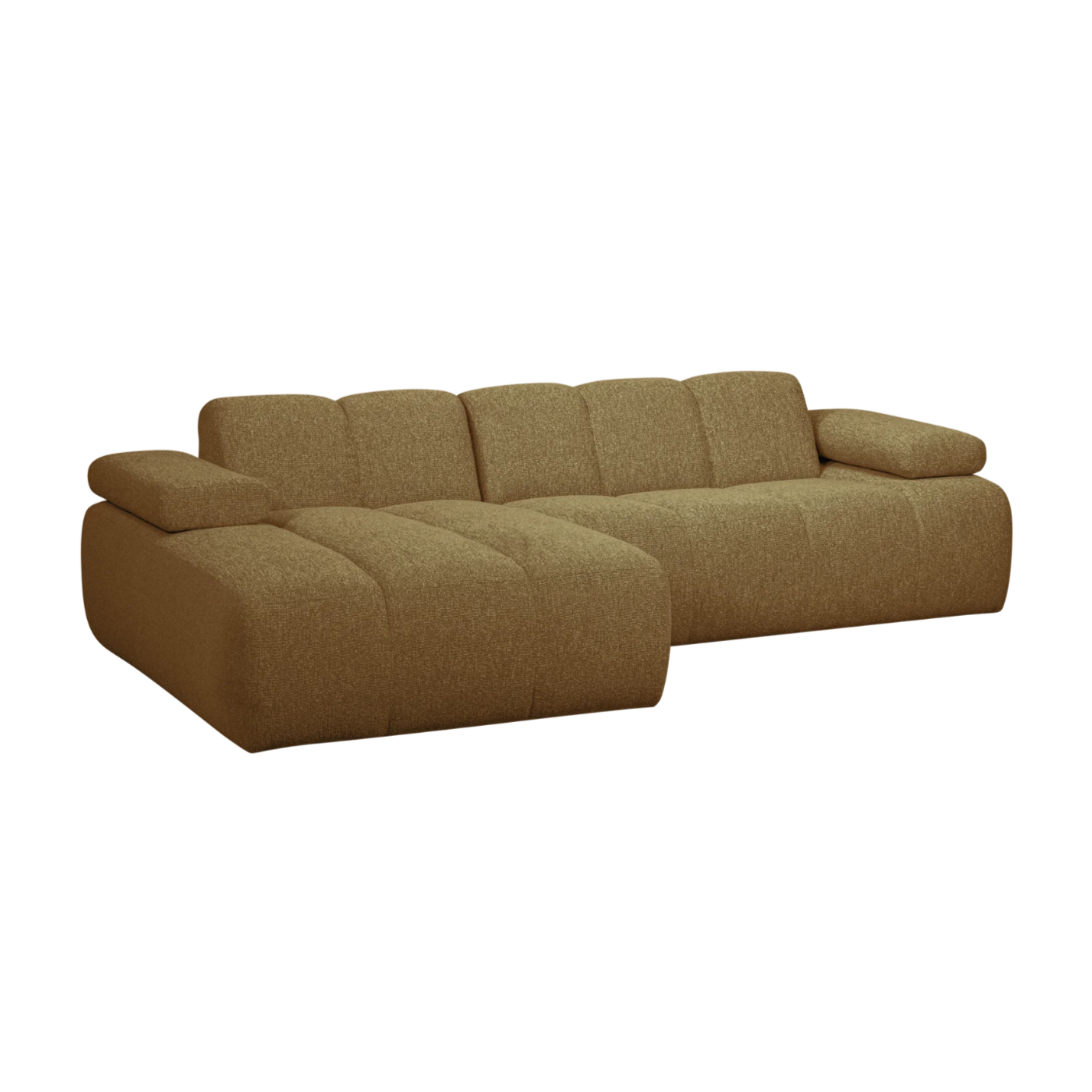 Modularer linksseitiger Ecksofa MOJO in dunklem Honig-Bouclé