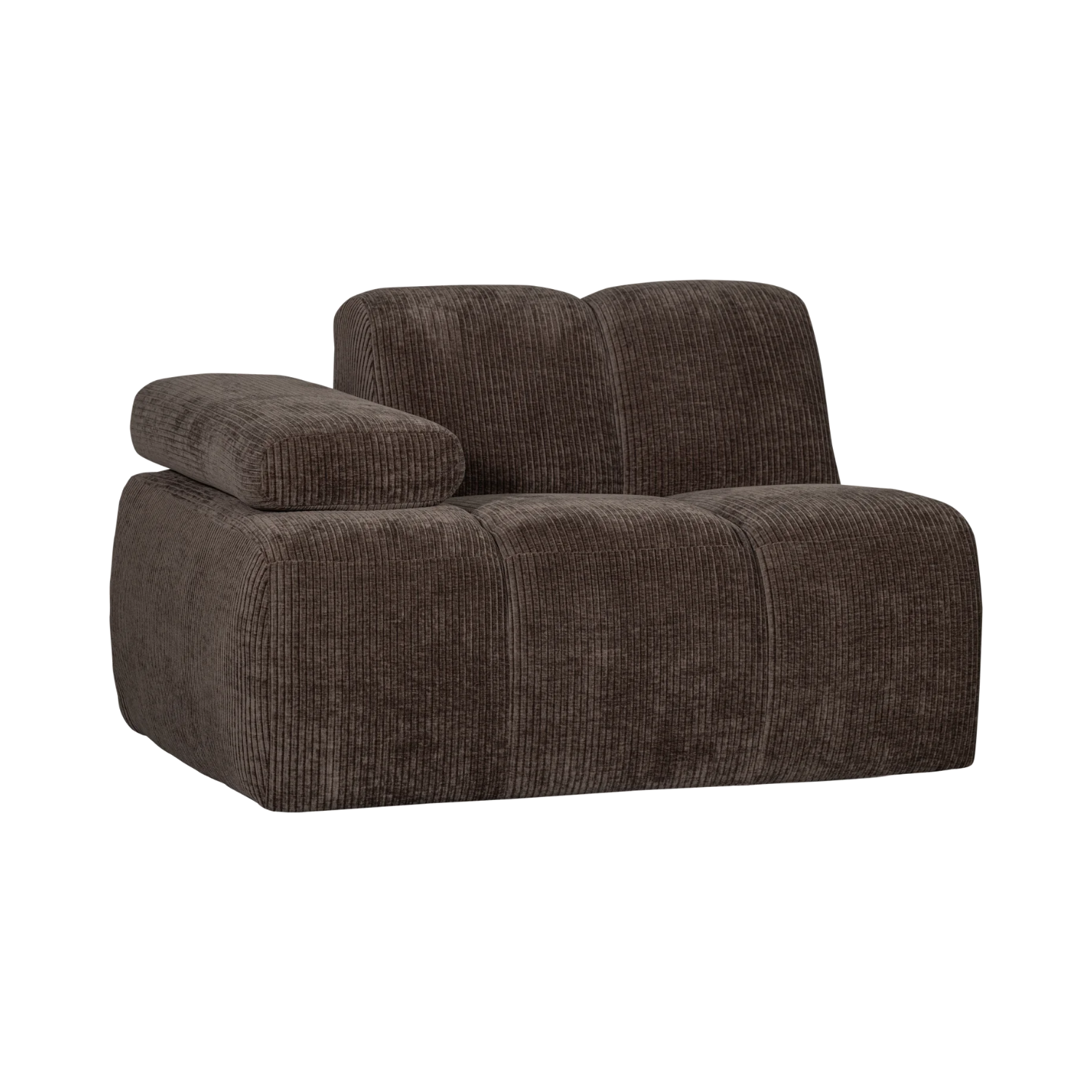 Sofa modułowa MOJO - element lewostronny ciemnobrązowy sztruks