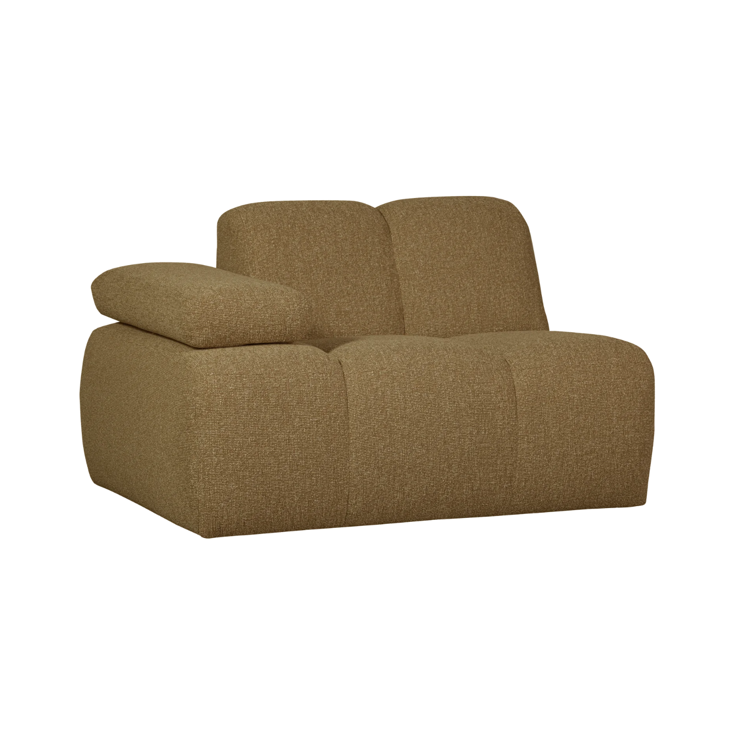Modulares Sofa MOJO - linkes Element in dunklem Honig-Bouclé