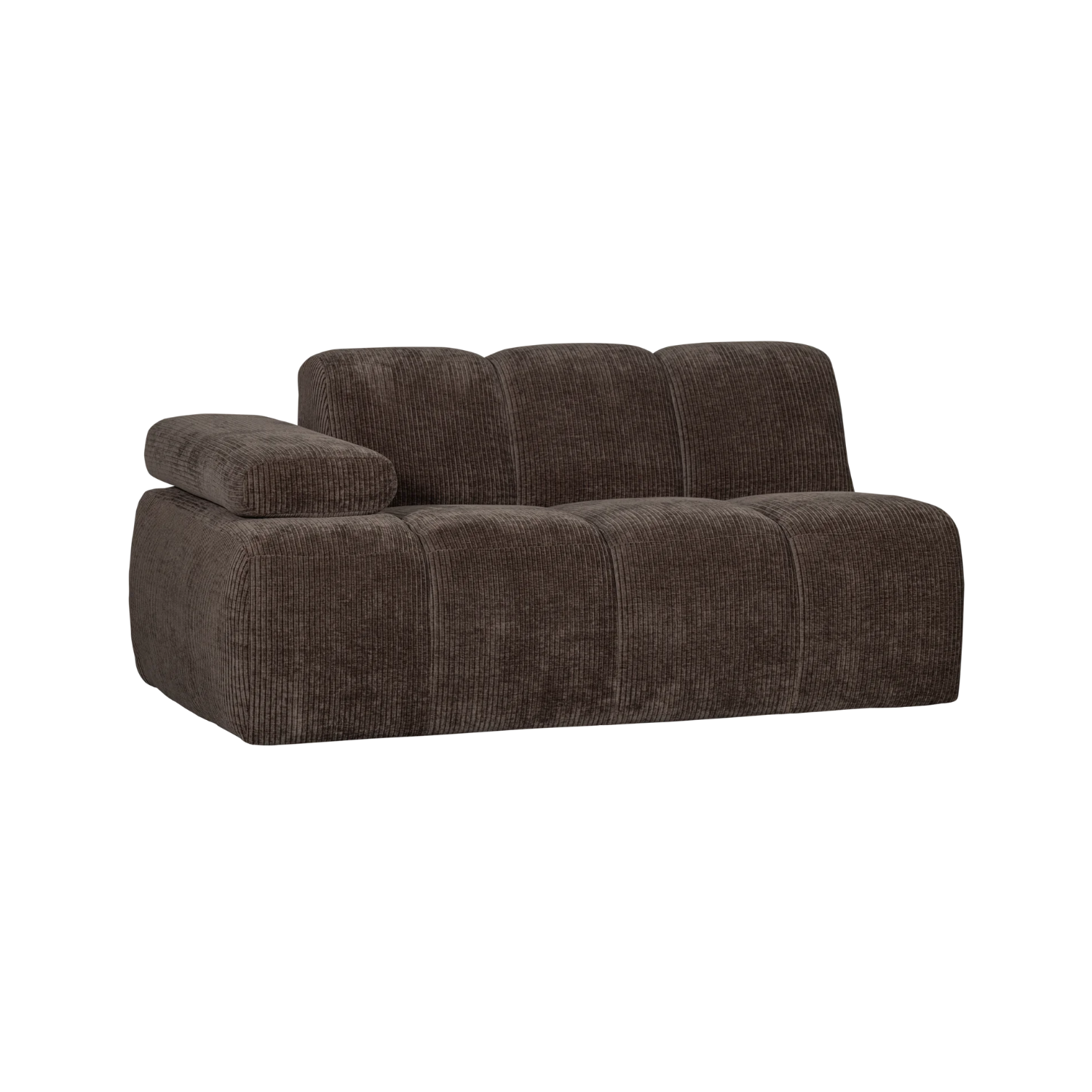 Modulares Sofa MOJO - 1,5-sitziges Element linksseitig in dunkelbraunem Cord