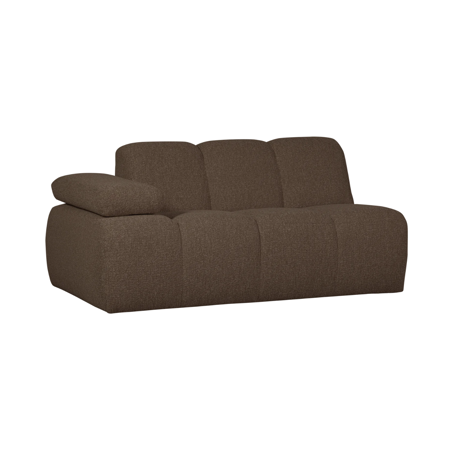 Modulares Sofa MOJO - 1,5-sitziges Element linksseitig in dunkelbraunem Bouclé