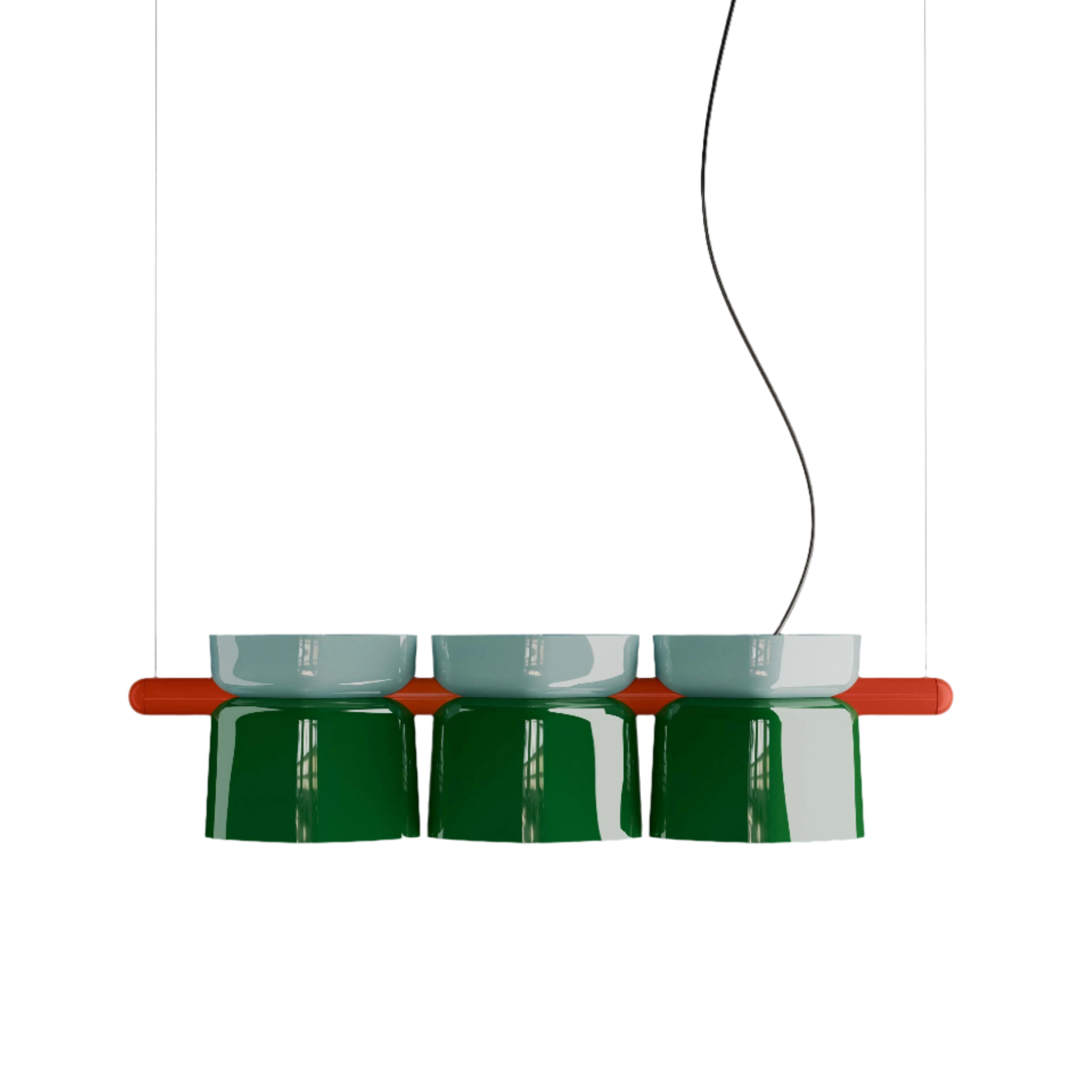 YAKITORI ceramic pendant lamp in sage green with blue and orange