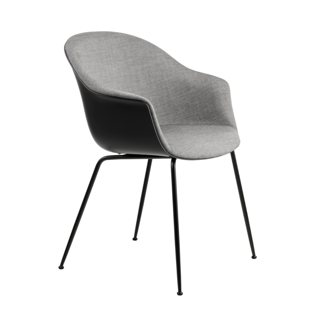 BAT chair in gray with a metal base