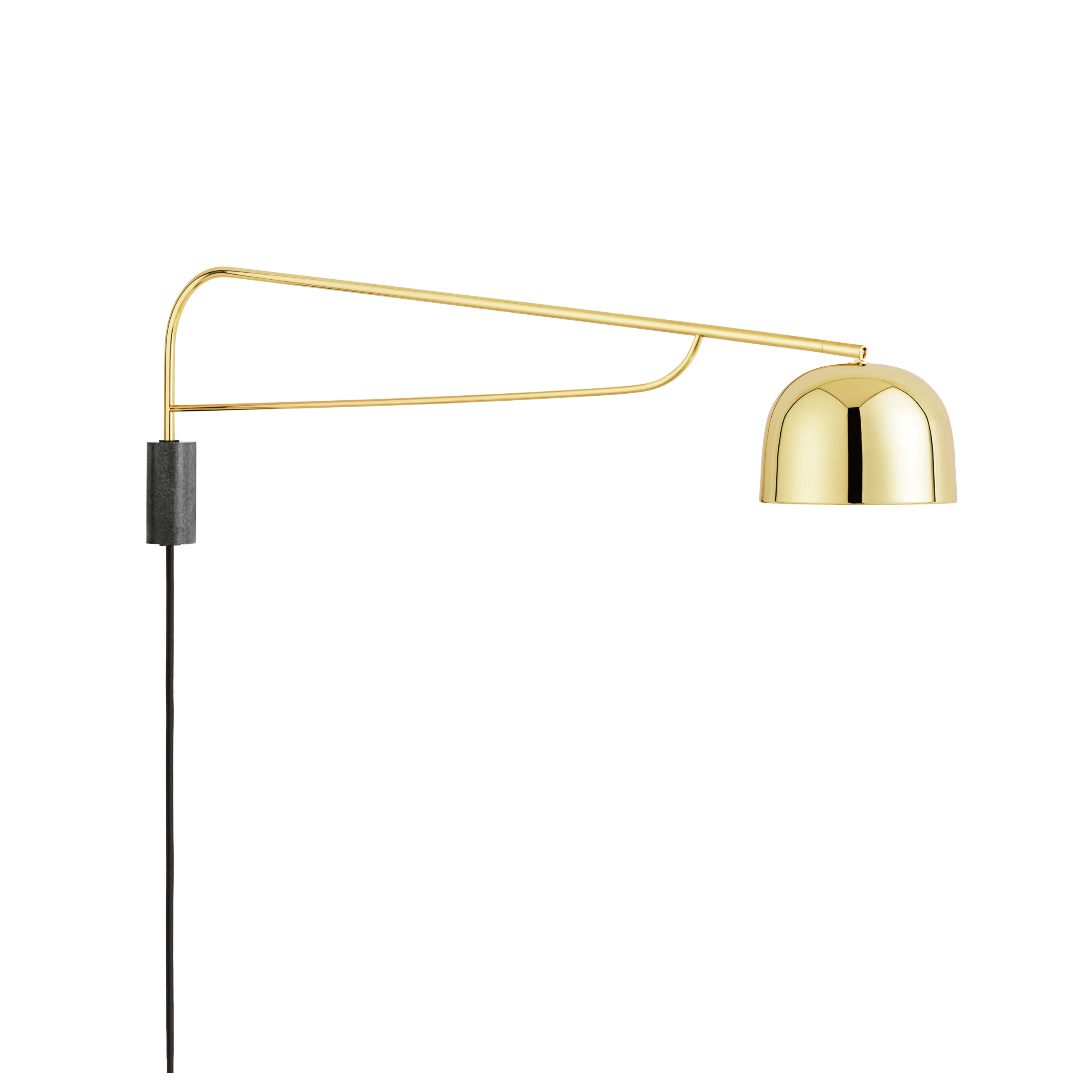 Wandleuchte mit Arm GRANT gold mit schwarzem Granit