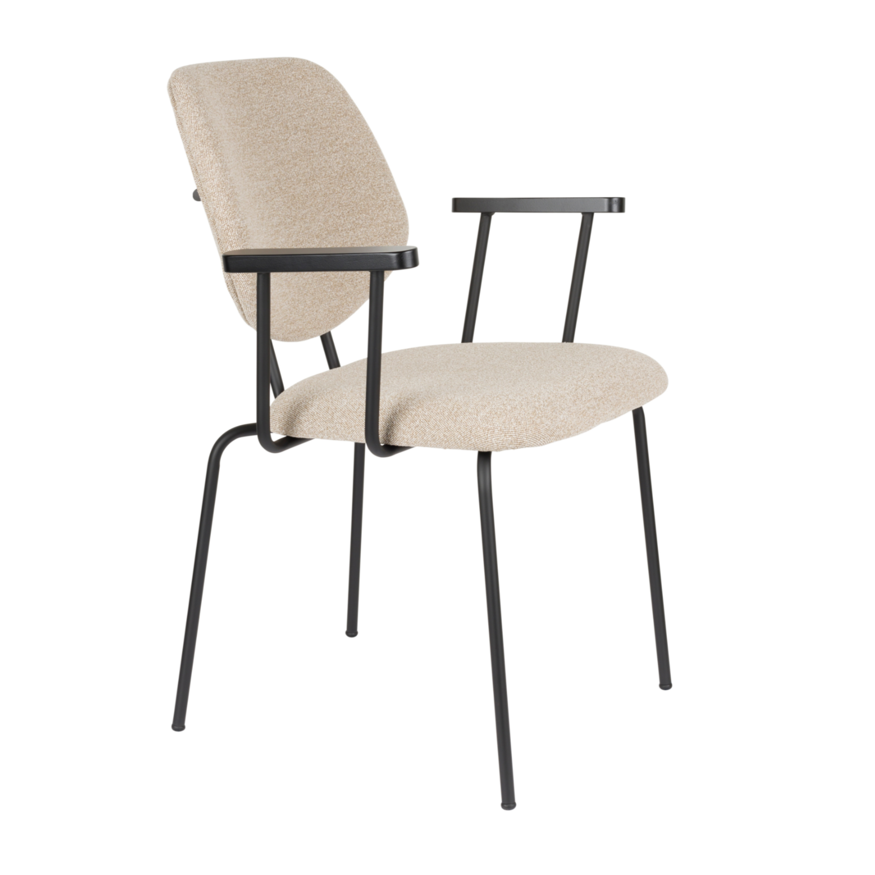 Armlehnstuhl ZELO beige mit schwarzem Gestell