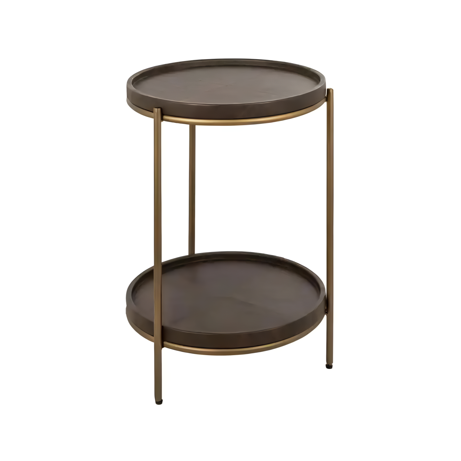 ZILLON round side table brown with gold