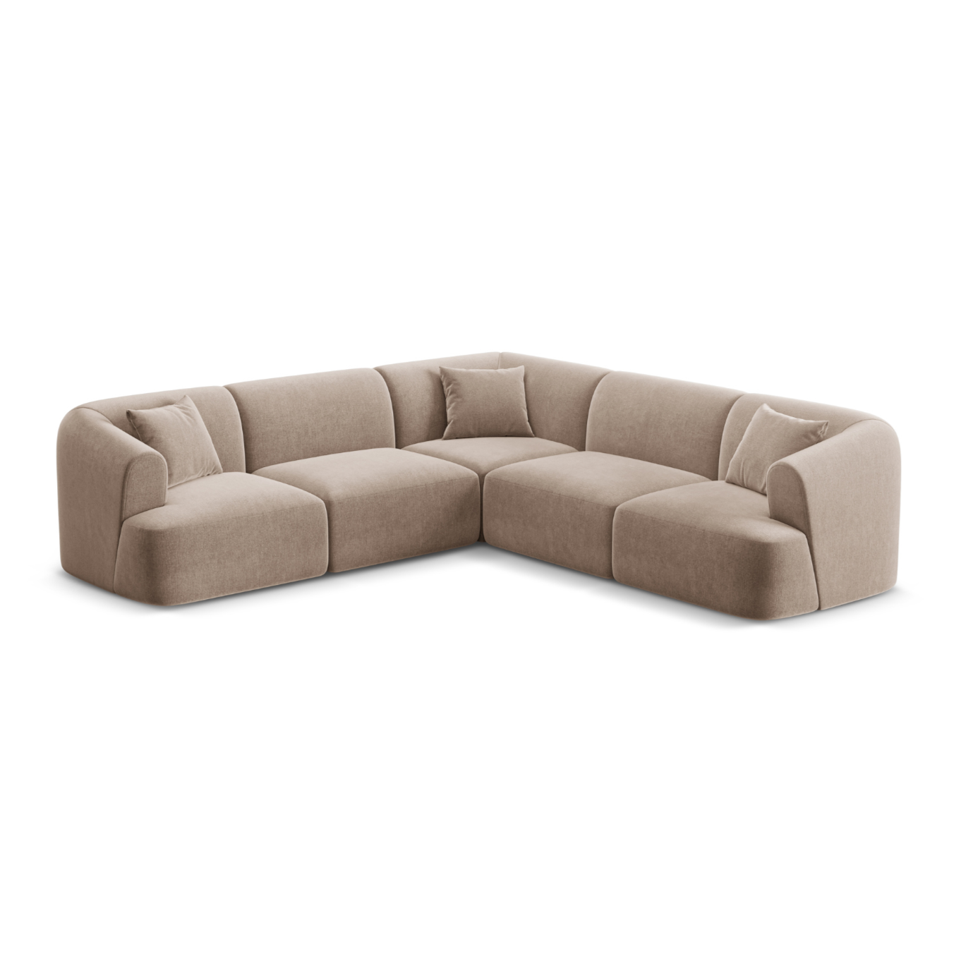 Samt-Ecksofa symmetrisch für 4 Personen CAMPI dunkelbeige