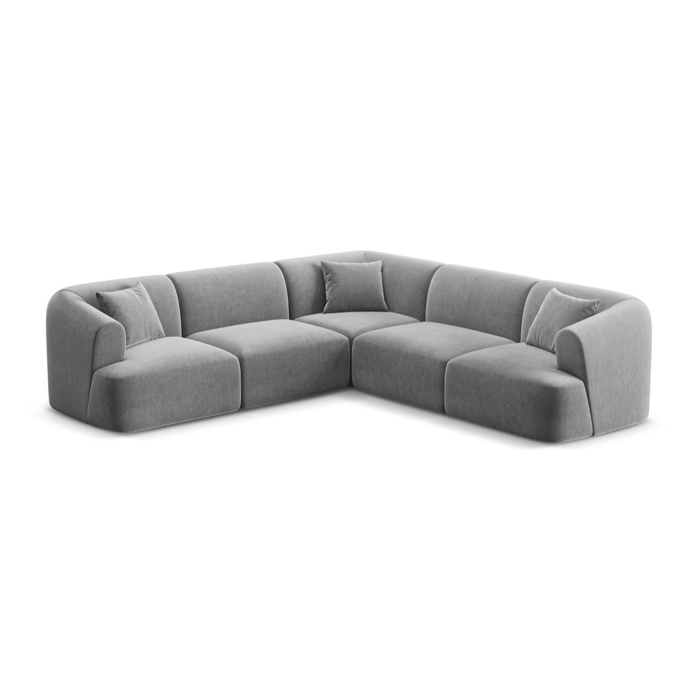Samt-Ecksofa symmetrisch für 4 Personen CAMPI grau