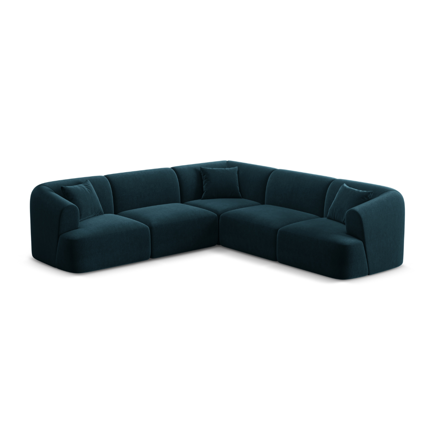 Samt-Ecksofa symmetrisch für 4 Personen CAMPI petrol