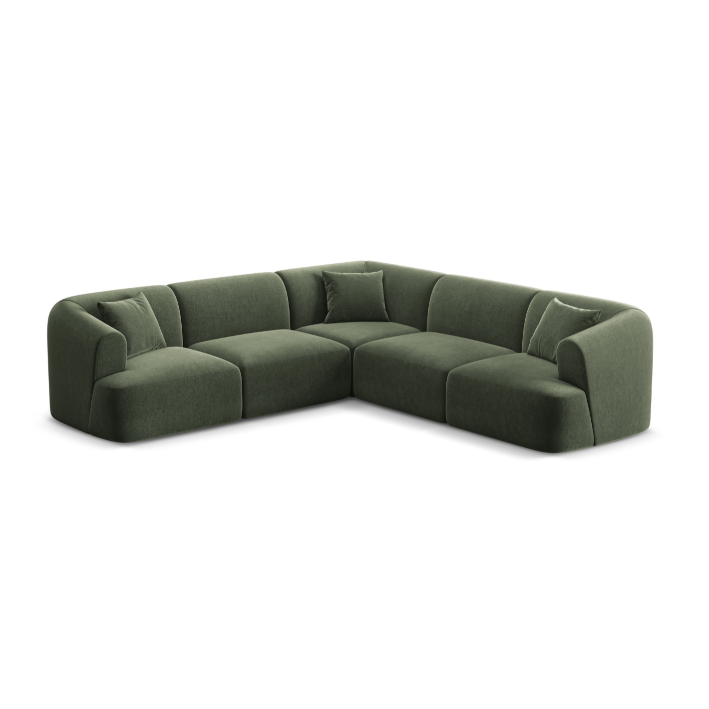 Samt-Ecksofa symmetrisch für 4 Personen CAMPI grün