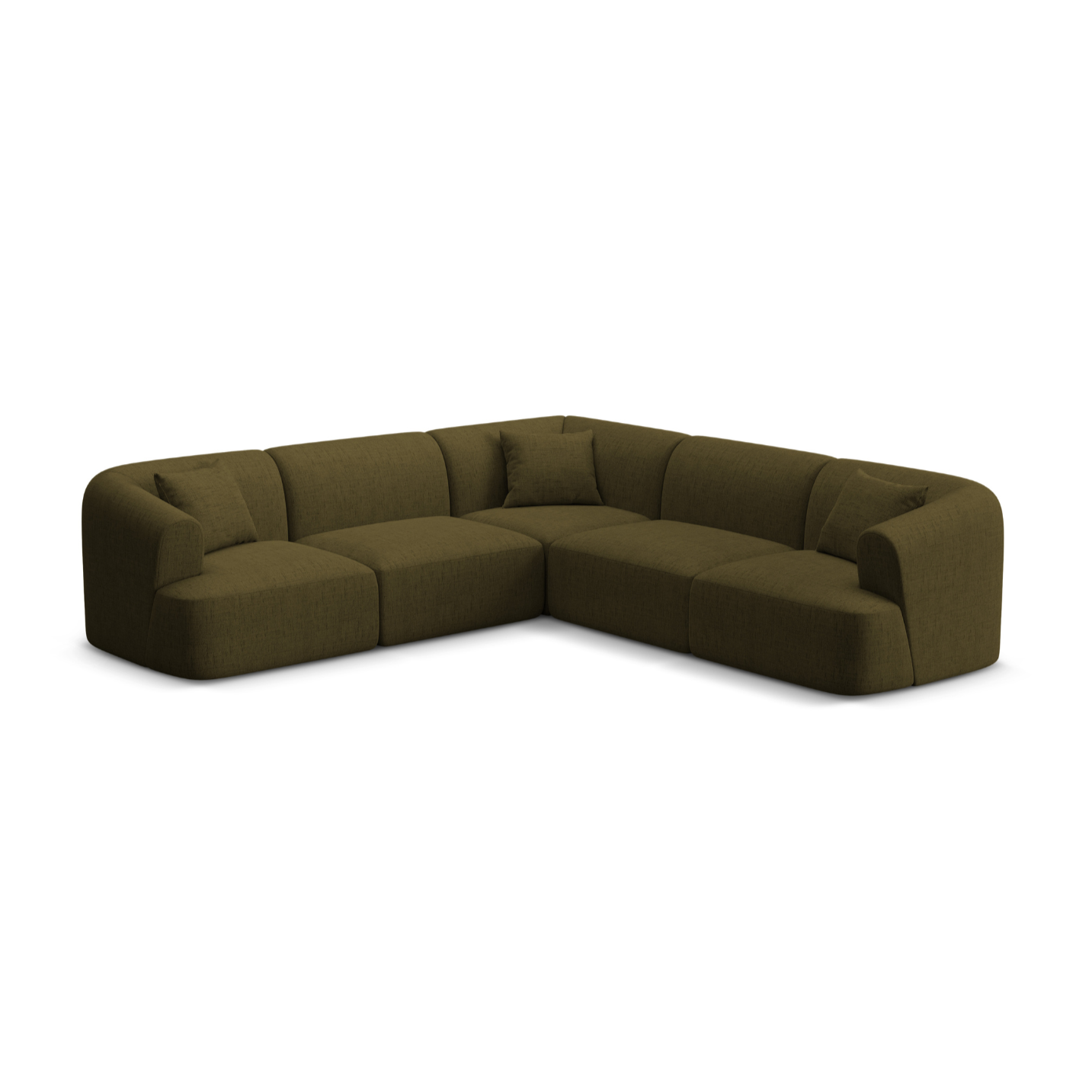 Symmetrische 4-Sitzer-Couch CAMPI in grünem Chenille