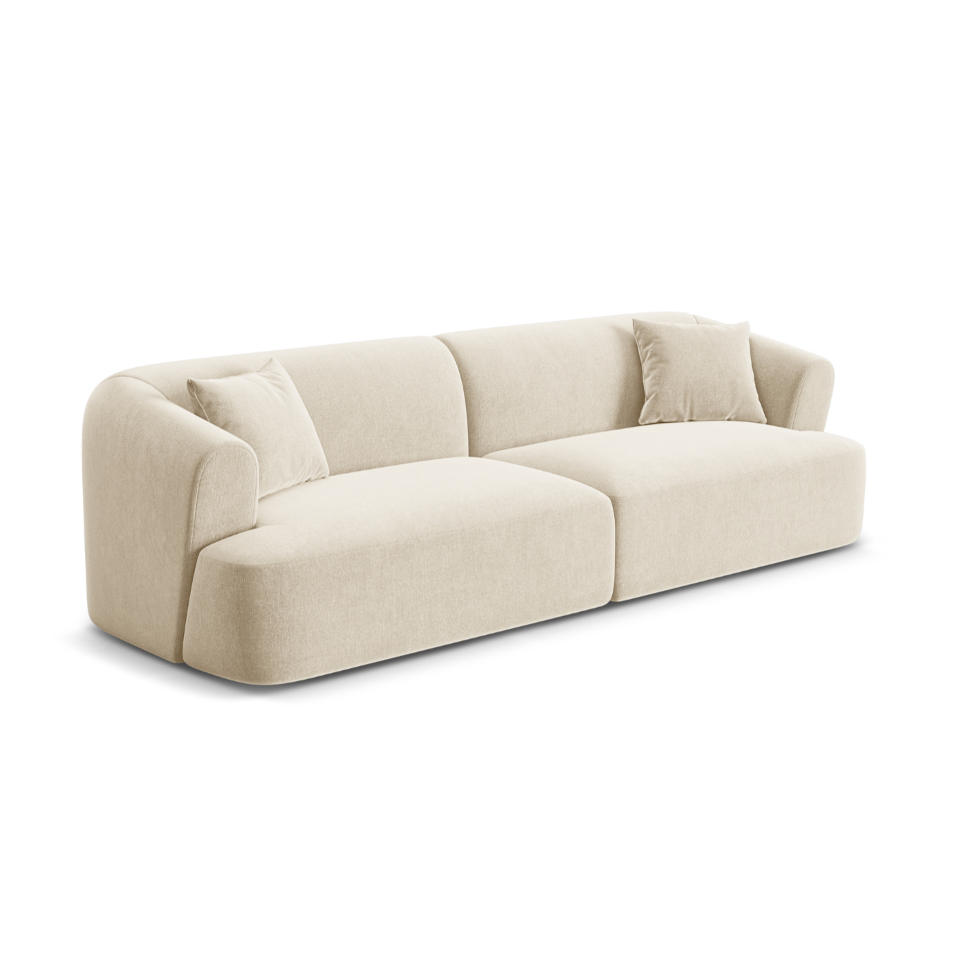 Sofa aksamitna 4-osobowa CAMPI jasnobeżowy
