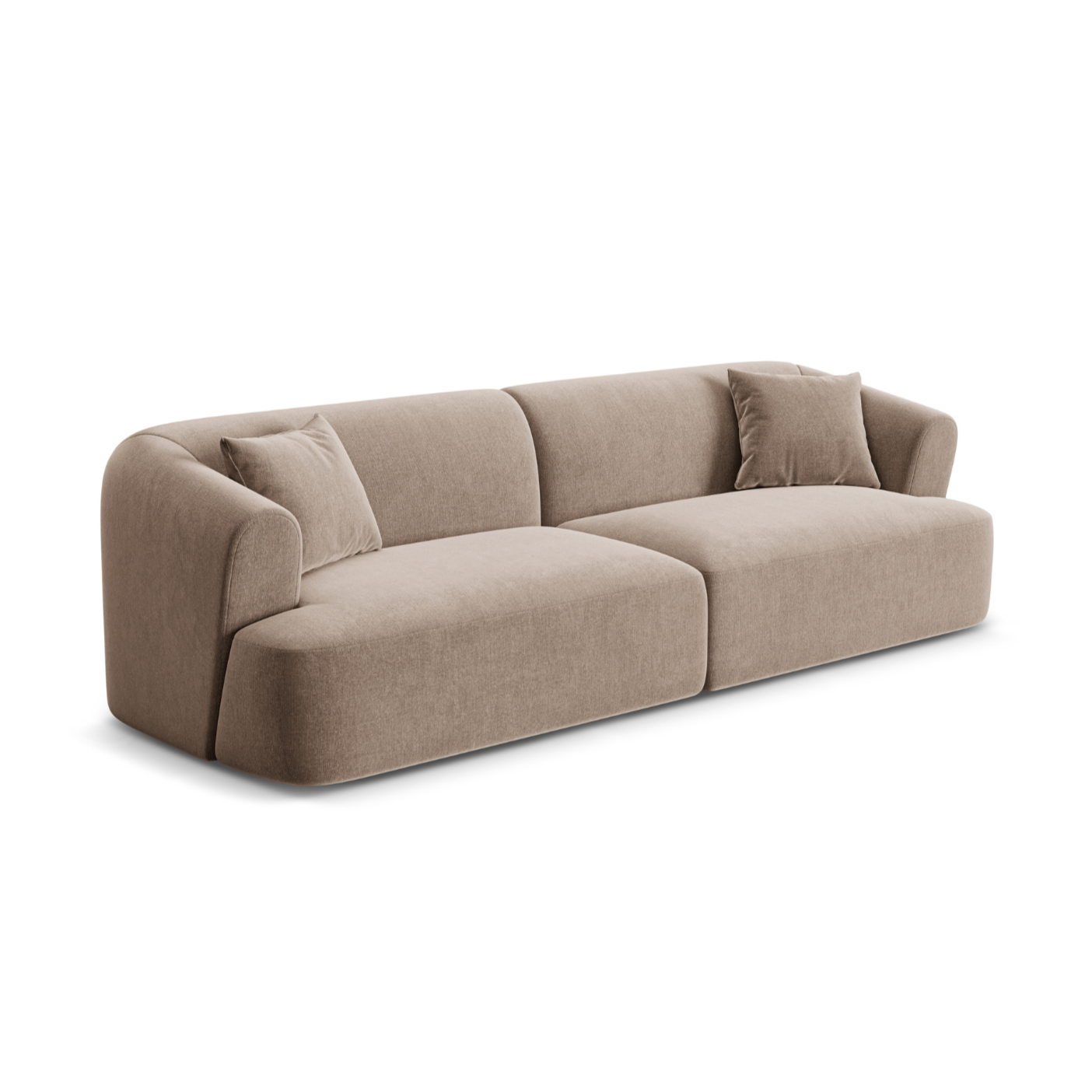 Sofa aksamitna 4-osobowa CAMPI ciemnobeżowy