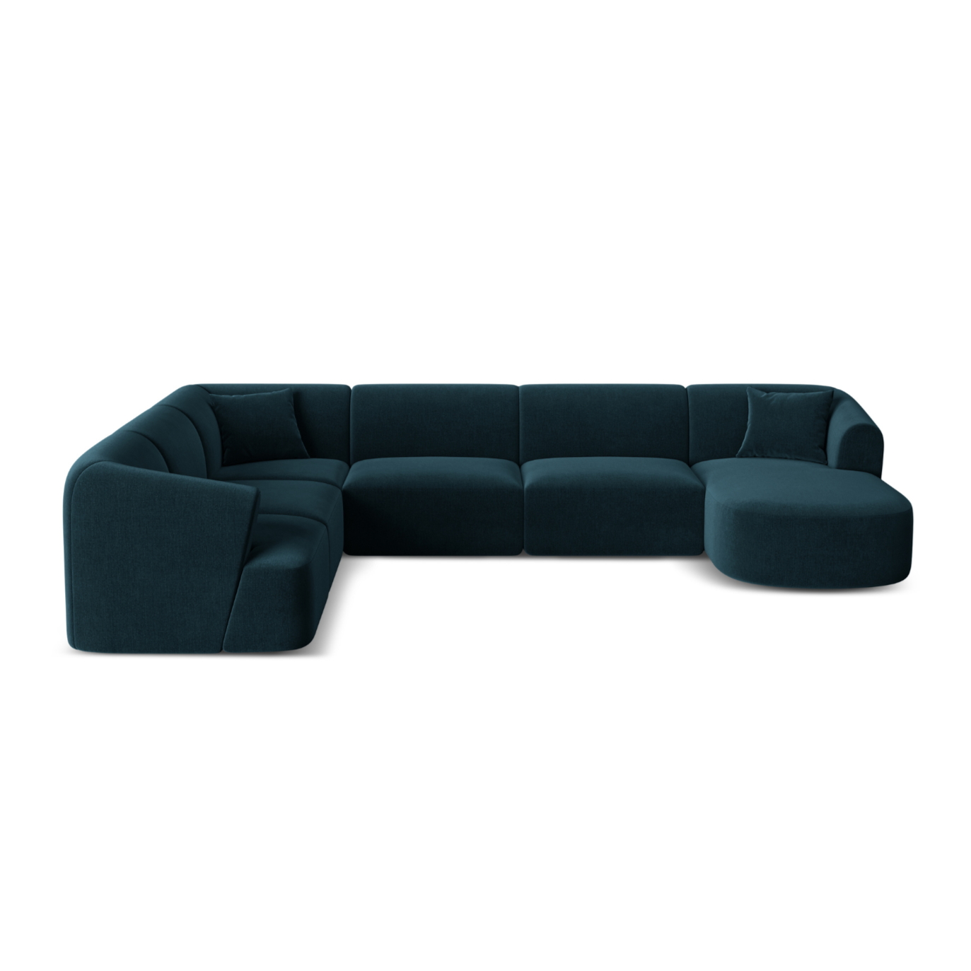 Left-sided velvet panoramic corner sofa for 7 people CAMPI petrol